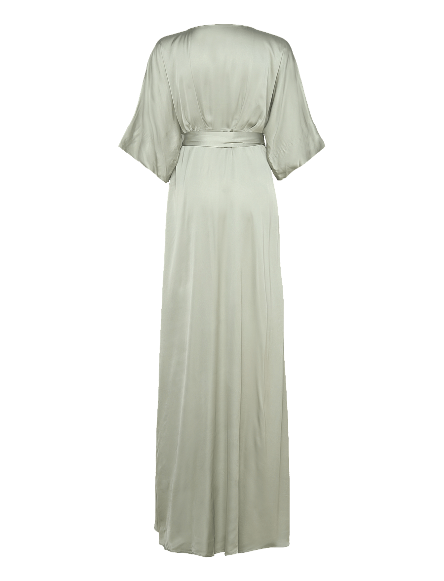Malina - Lilly wrap satin maxi dress - aftenkjoler - sage - 2