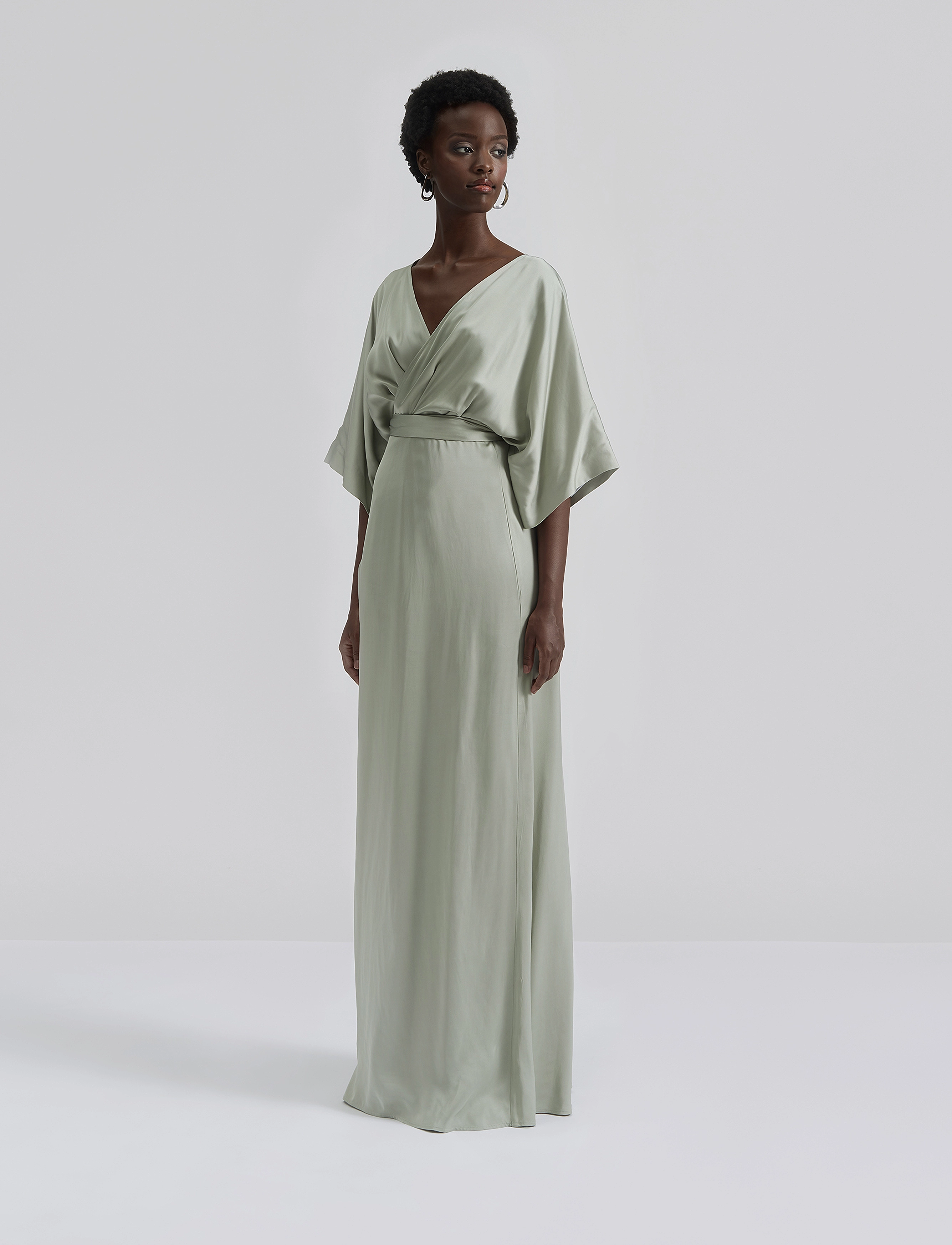 Malina Lilly wrap satin maxi dress - Wrap Dresses - SAGE / green