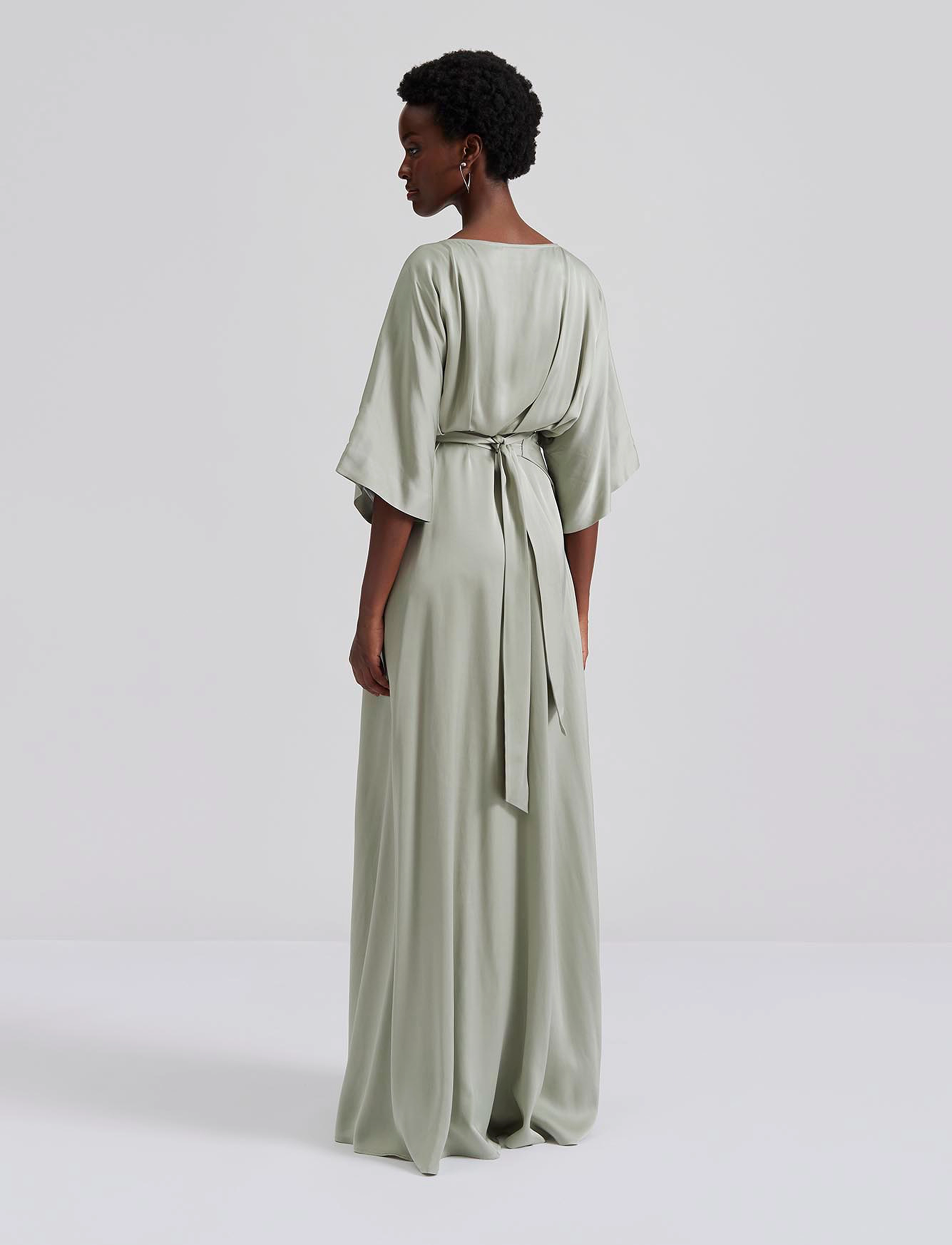 Malina - Lilly wrap satin maxi dress - sage - 3