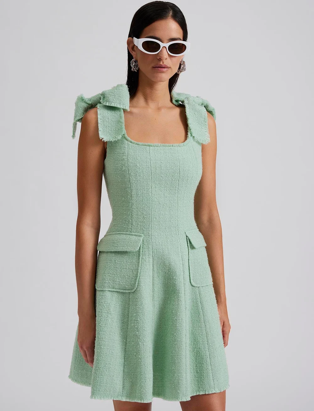 Malina - Lima boucle mini dress - sommarklänningar - mint - 4