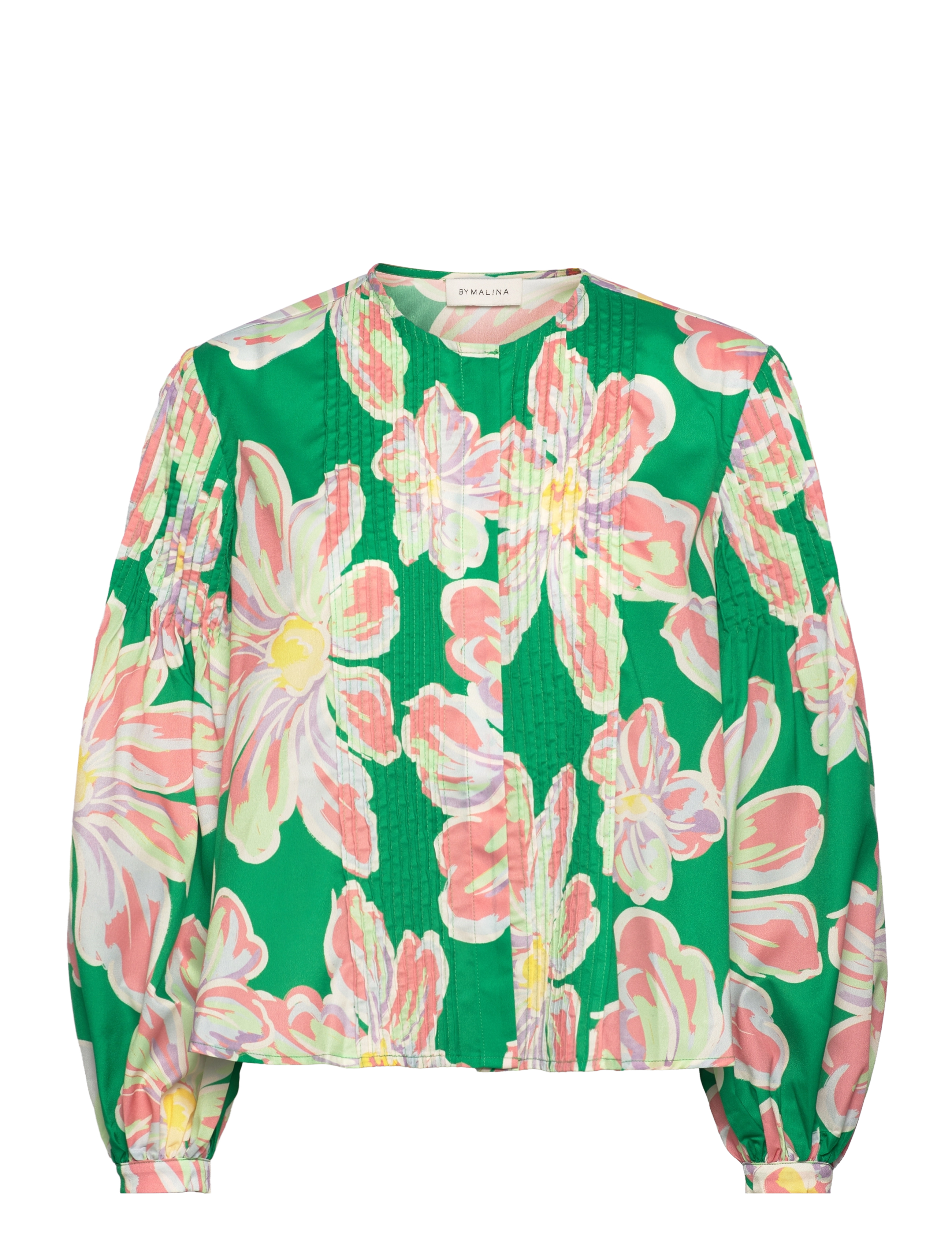 Noelle pleat detail printed blouse - GREEN LILY