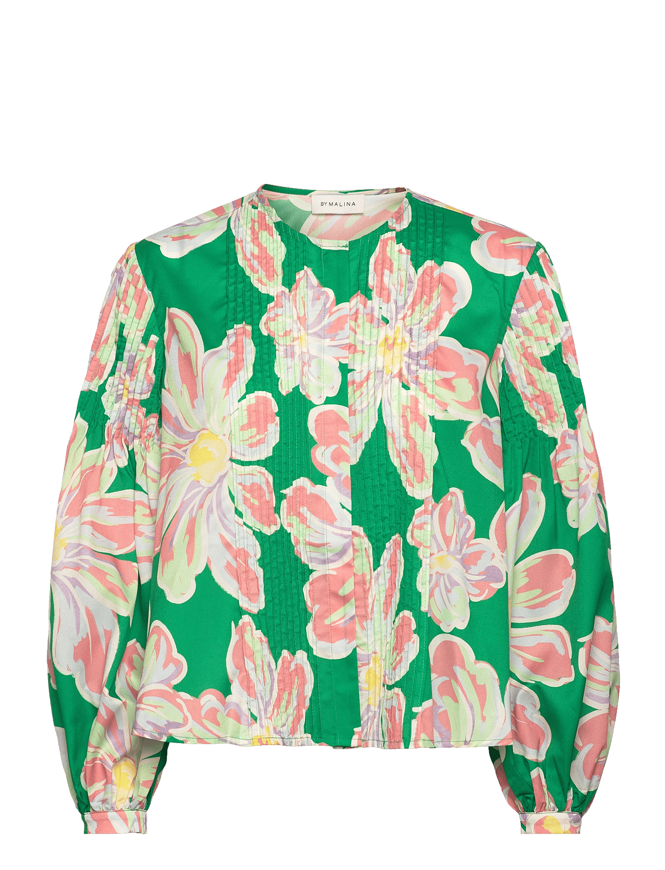 Noelle pleat detail printed blouse - GREEN LILY