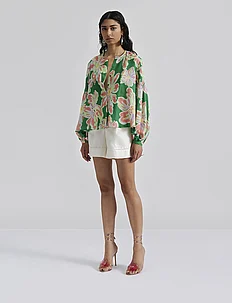 Noelle pleat detail printed blouse, By Malina