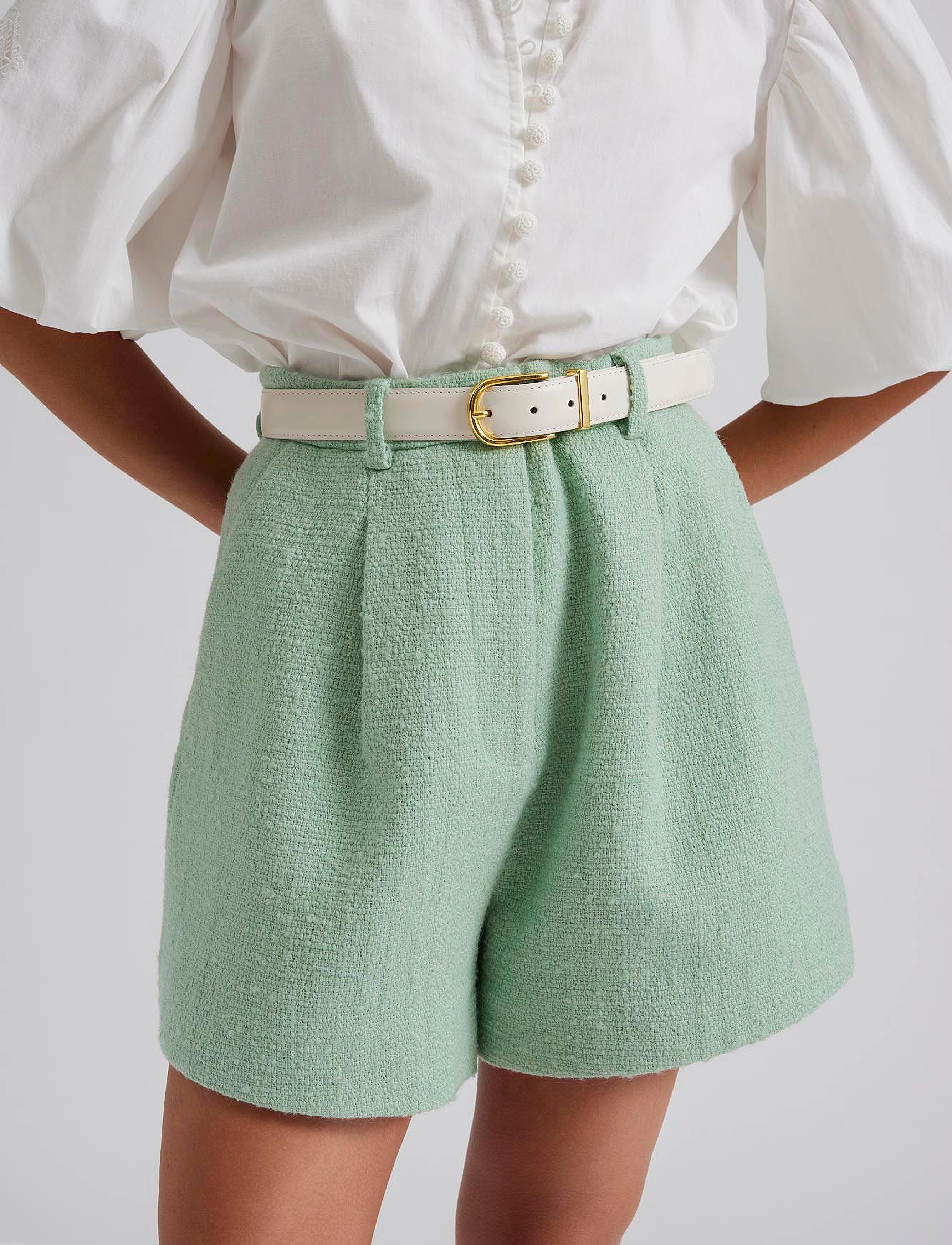 Malina Daisy high rise boucle shorts - Shorts - MINT / green