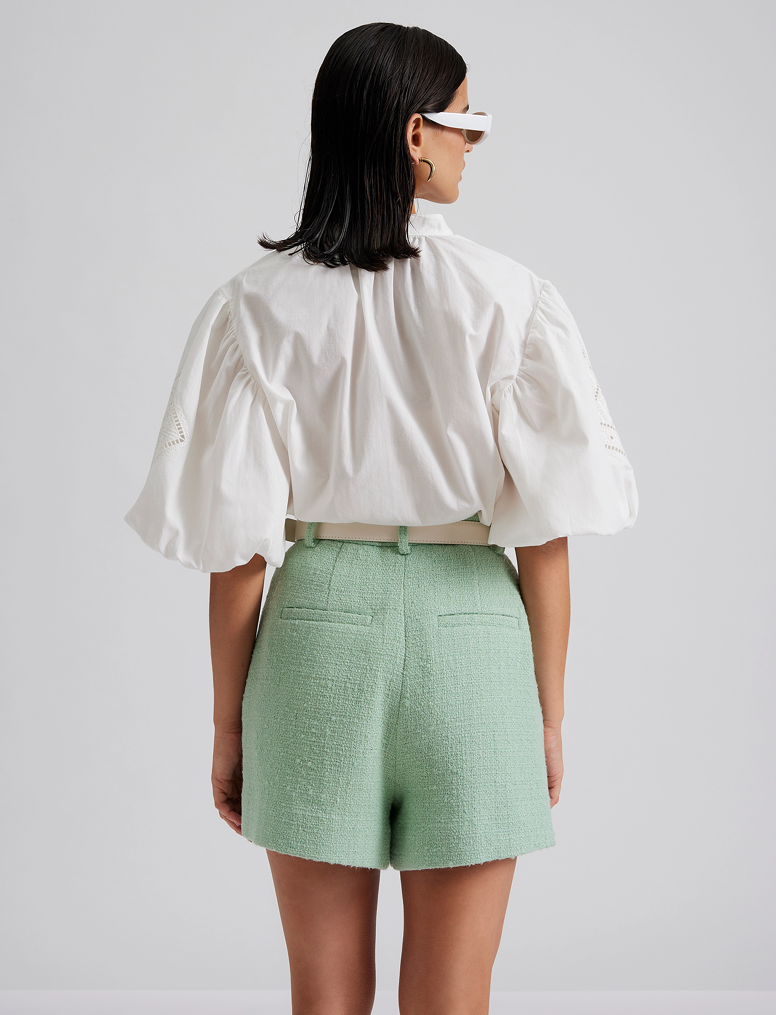 Malina - Daisy high rise boucle shorts - paperbag shorts - mint - 3