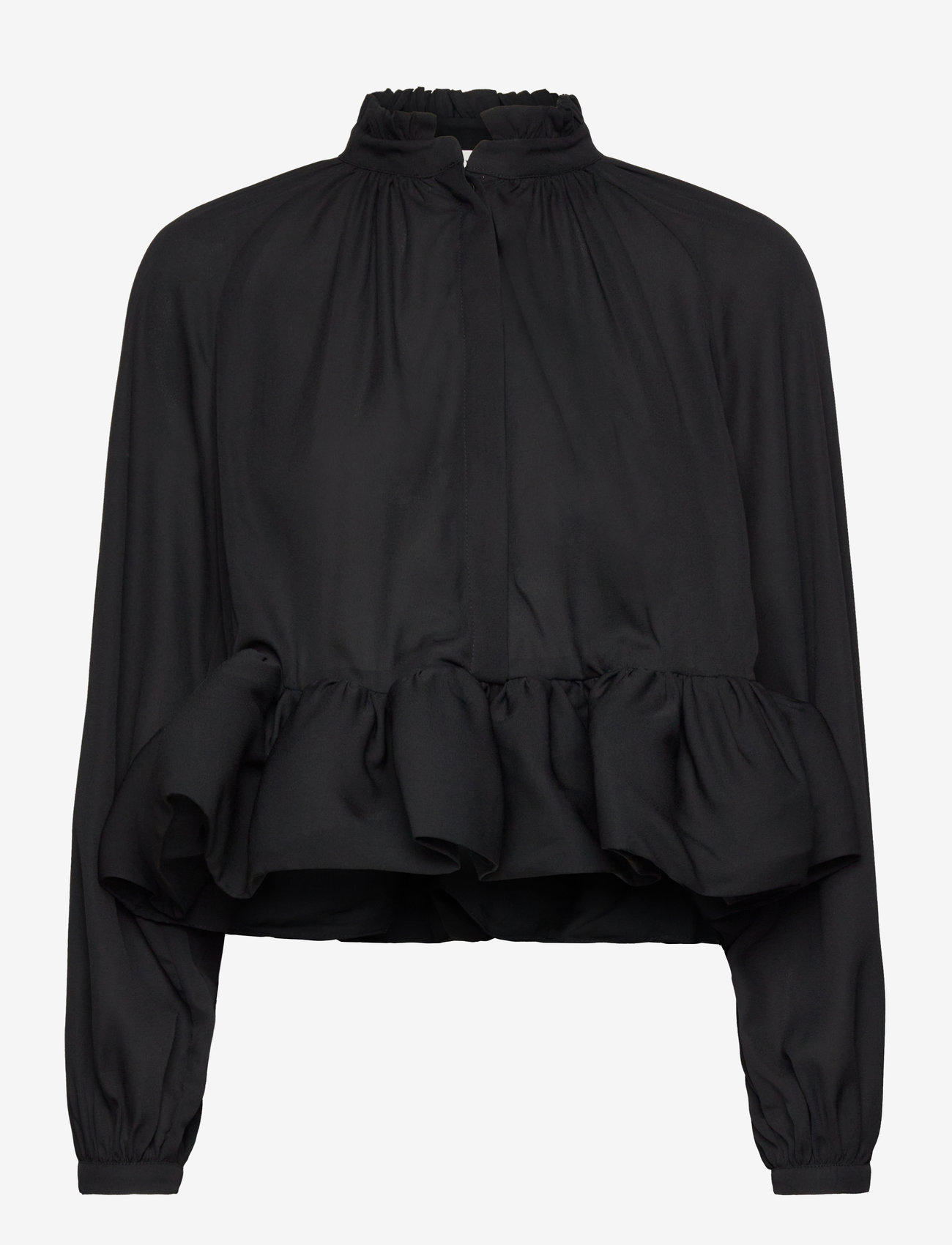 Malina - Alva frill detailed cropped blouse - black - 1