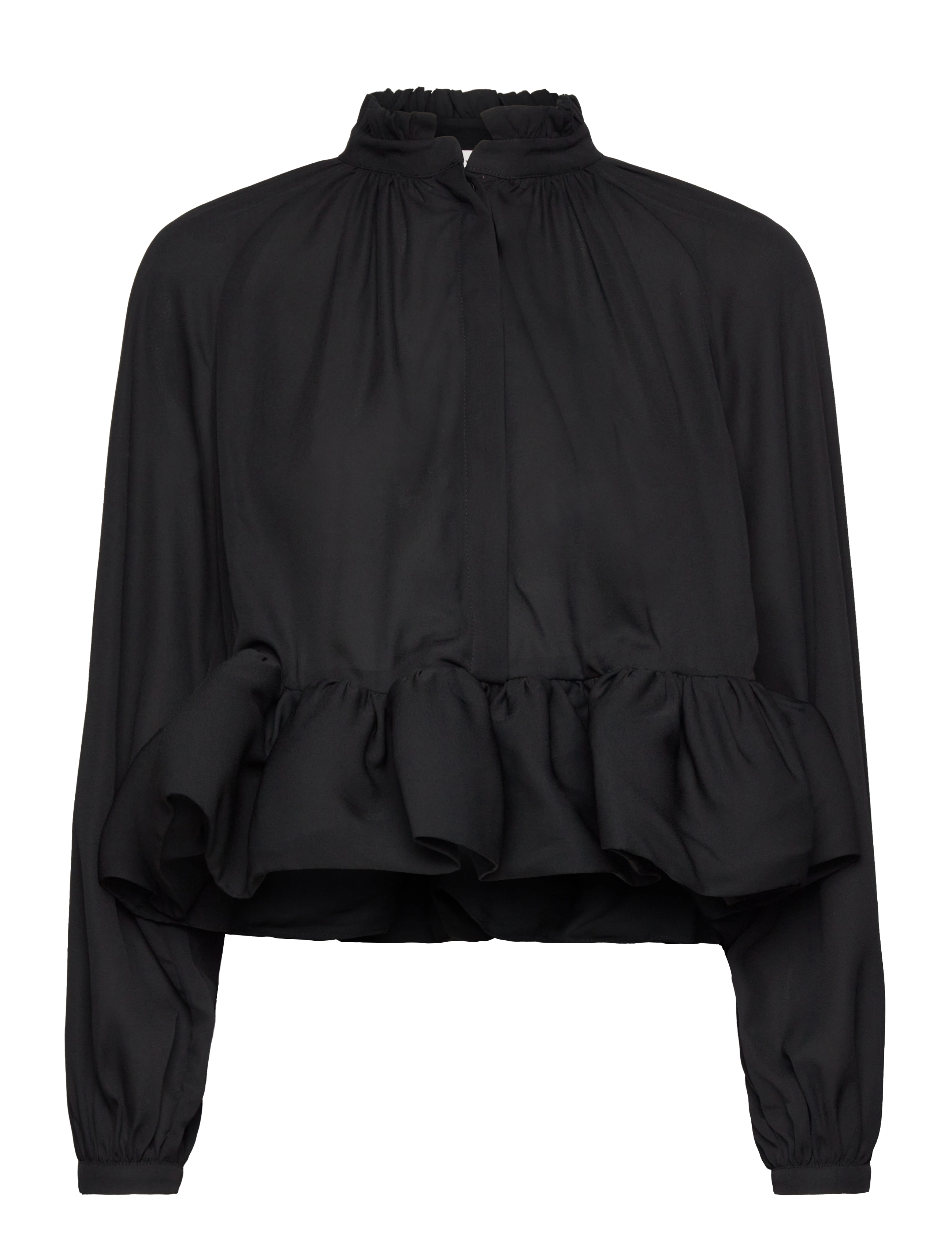 Malina - Alva frill detailed cropped blouse - black - 1