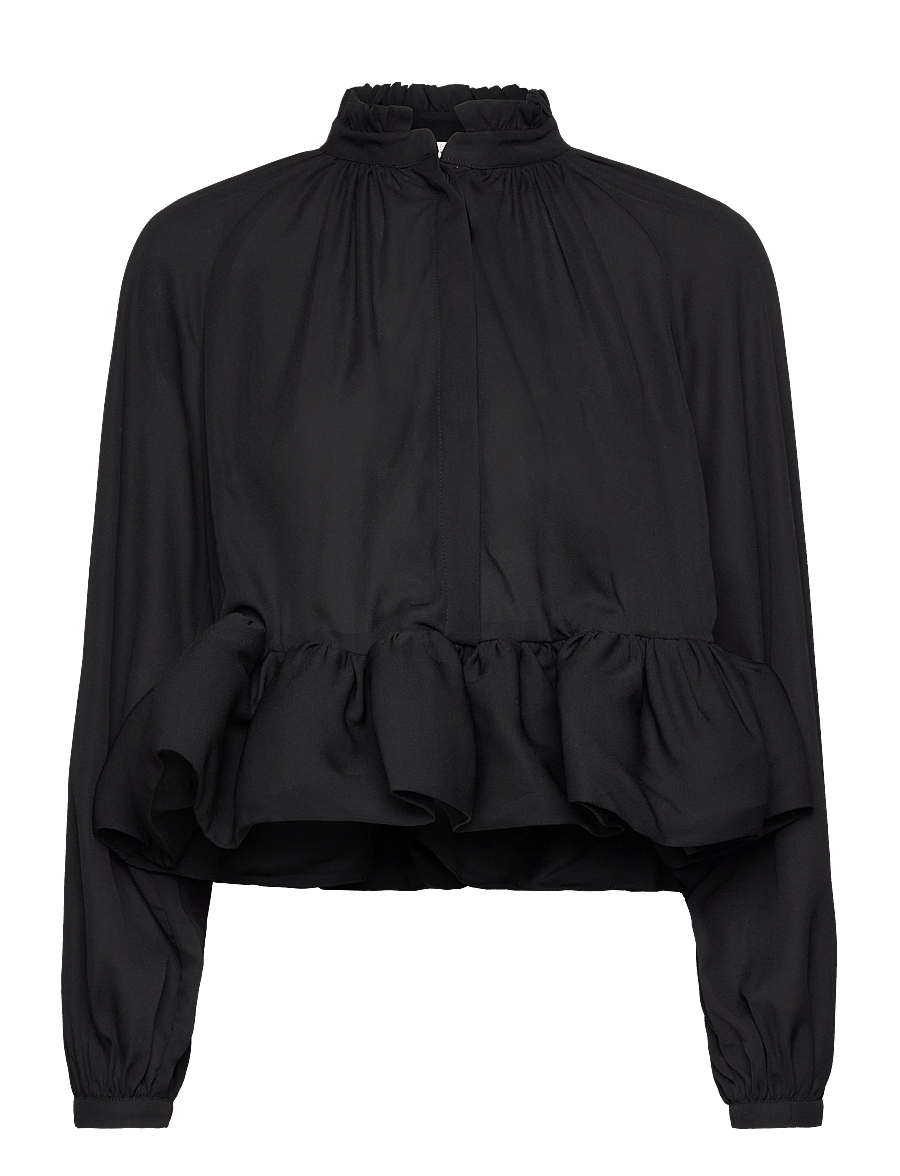 Malina - Alva frill detailed cropped blouse - black - 1
