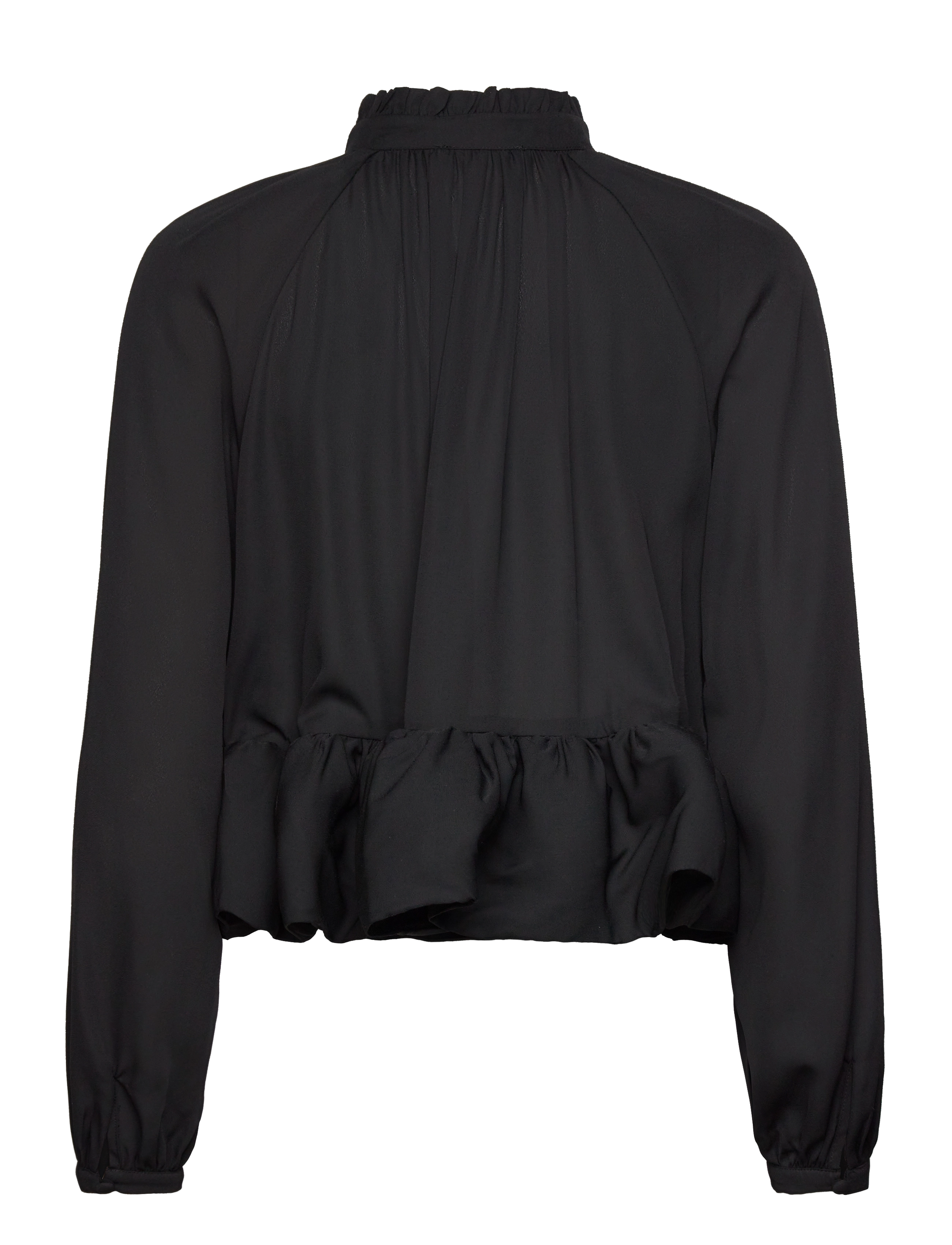 Malina - Alva frill detailed cropped blouse - black - 2