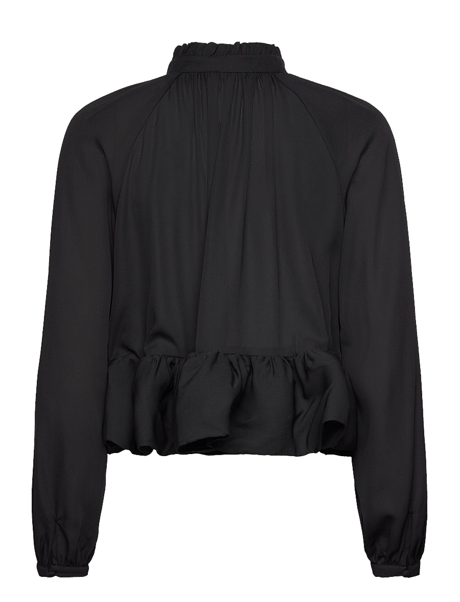 Malina - Alva frill detailed cropped blouse - black - 2