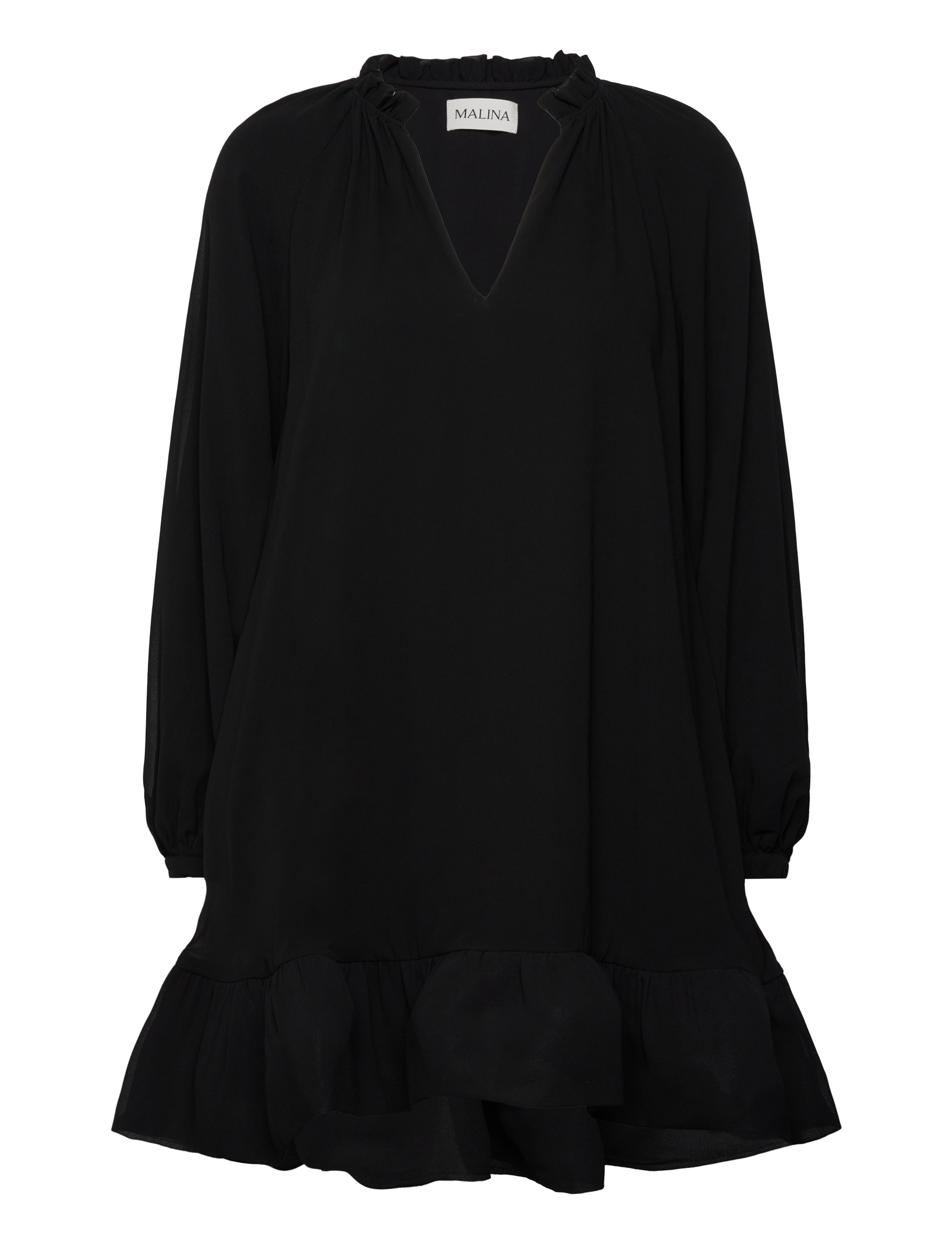 MALINA Alva Frill Detailed Mini Kleid Schwarz - S - Damen