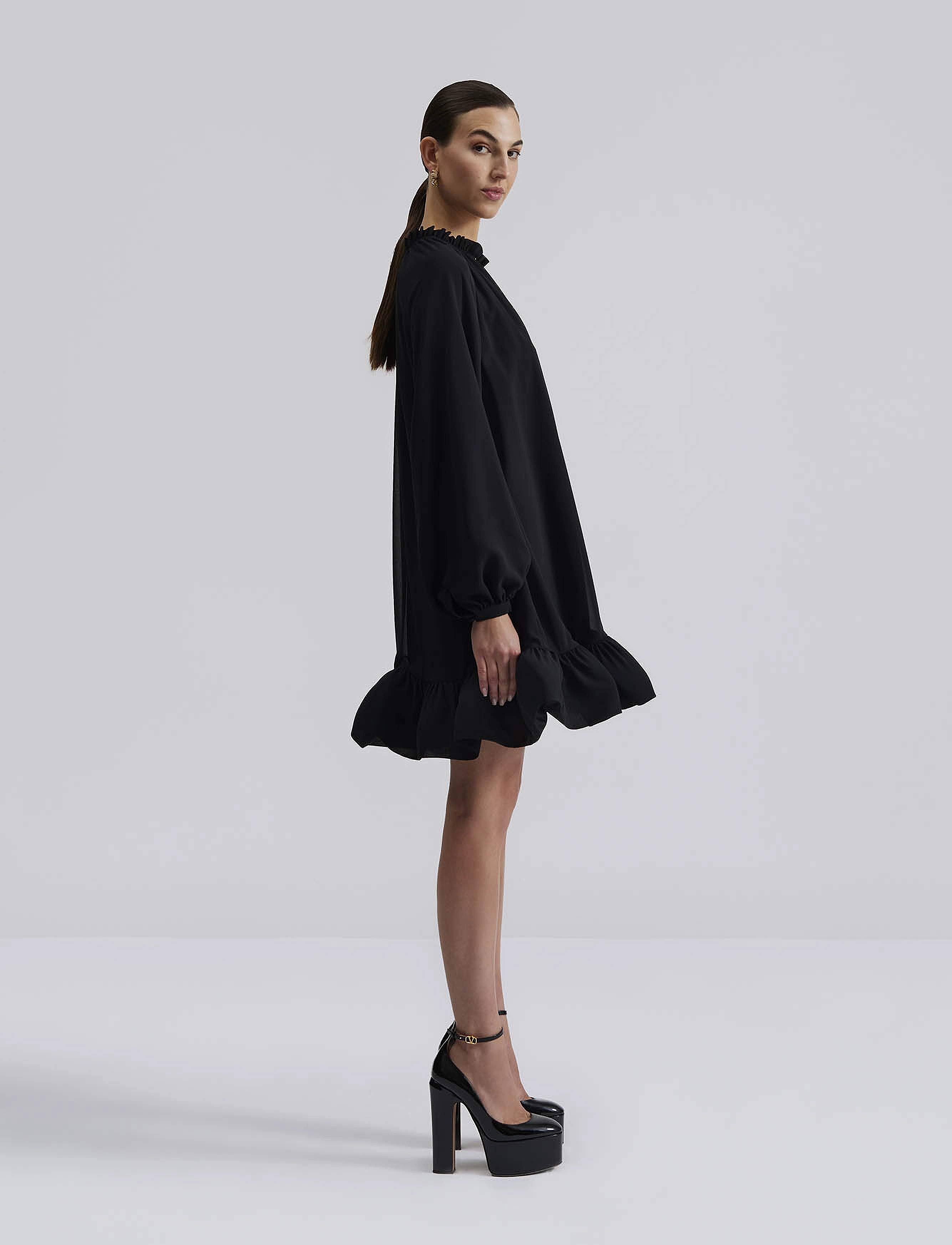 Malina - Alva frill detailed mini dress - black - 4
