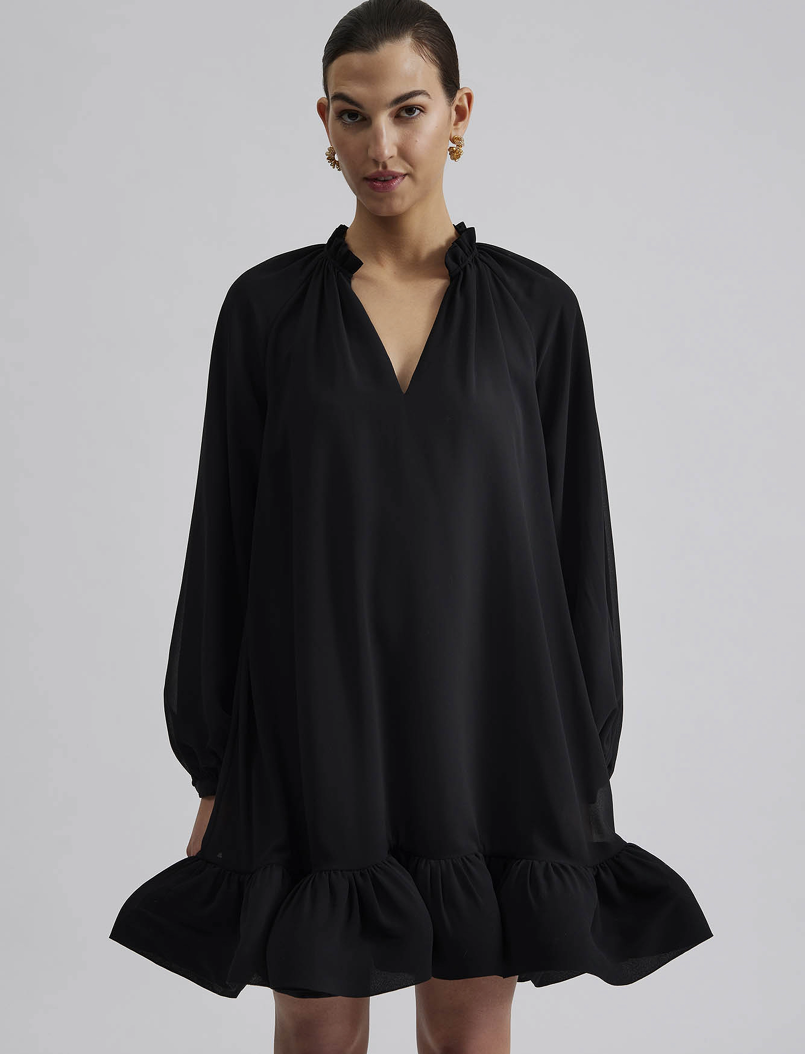 Malina - Alva frill detailed mini dress - black - 5