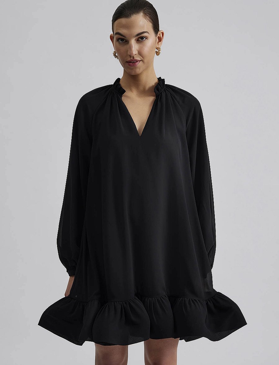alva mini dress black Alva Lace Trim Mini Dress