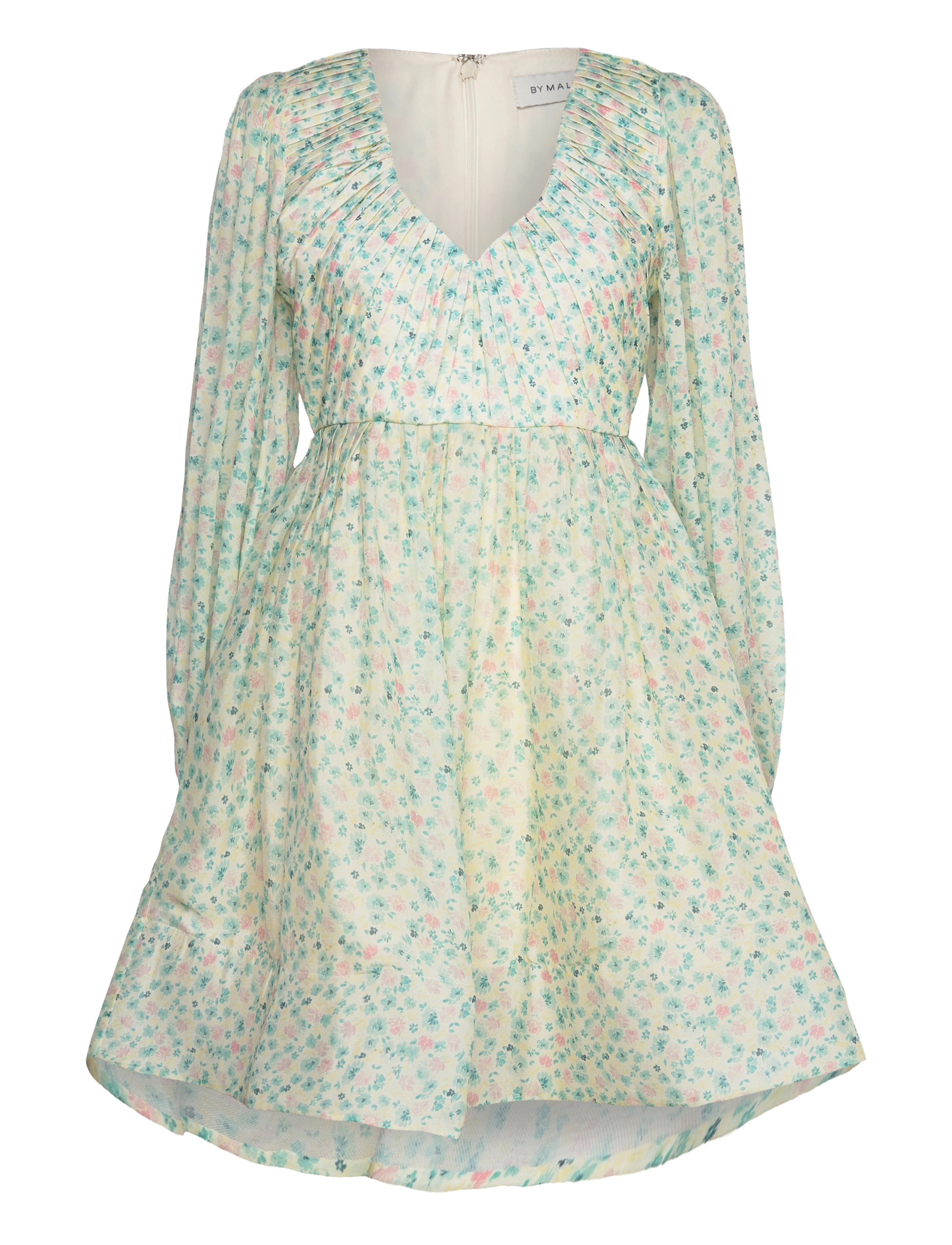 MALINA Estelle V-Ausschnitt Chiffon Mini Kleid Grün - XS - Damen