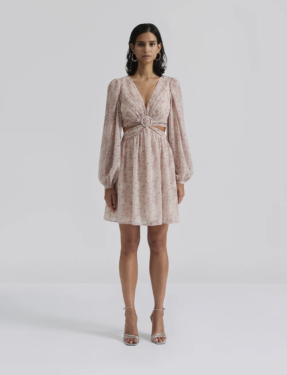 Malina - Fiora cut-out chiffon mini dress - zomerjurken - mist - 0