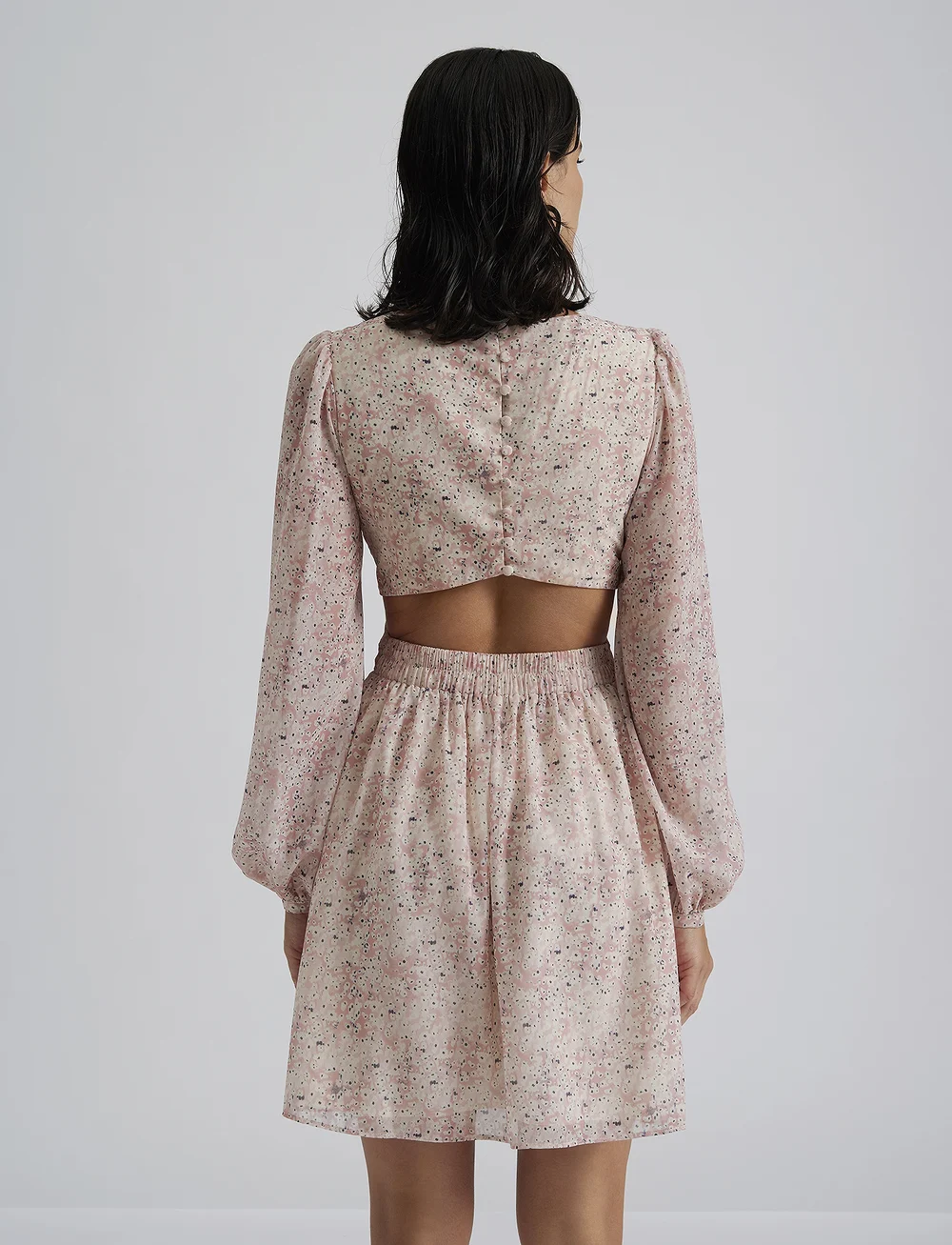 Malina - Fiora cut-out chiffon mini dress - zomerjurken - mist - 3