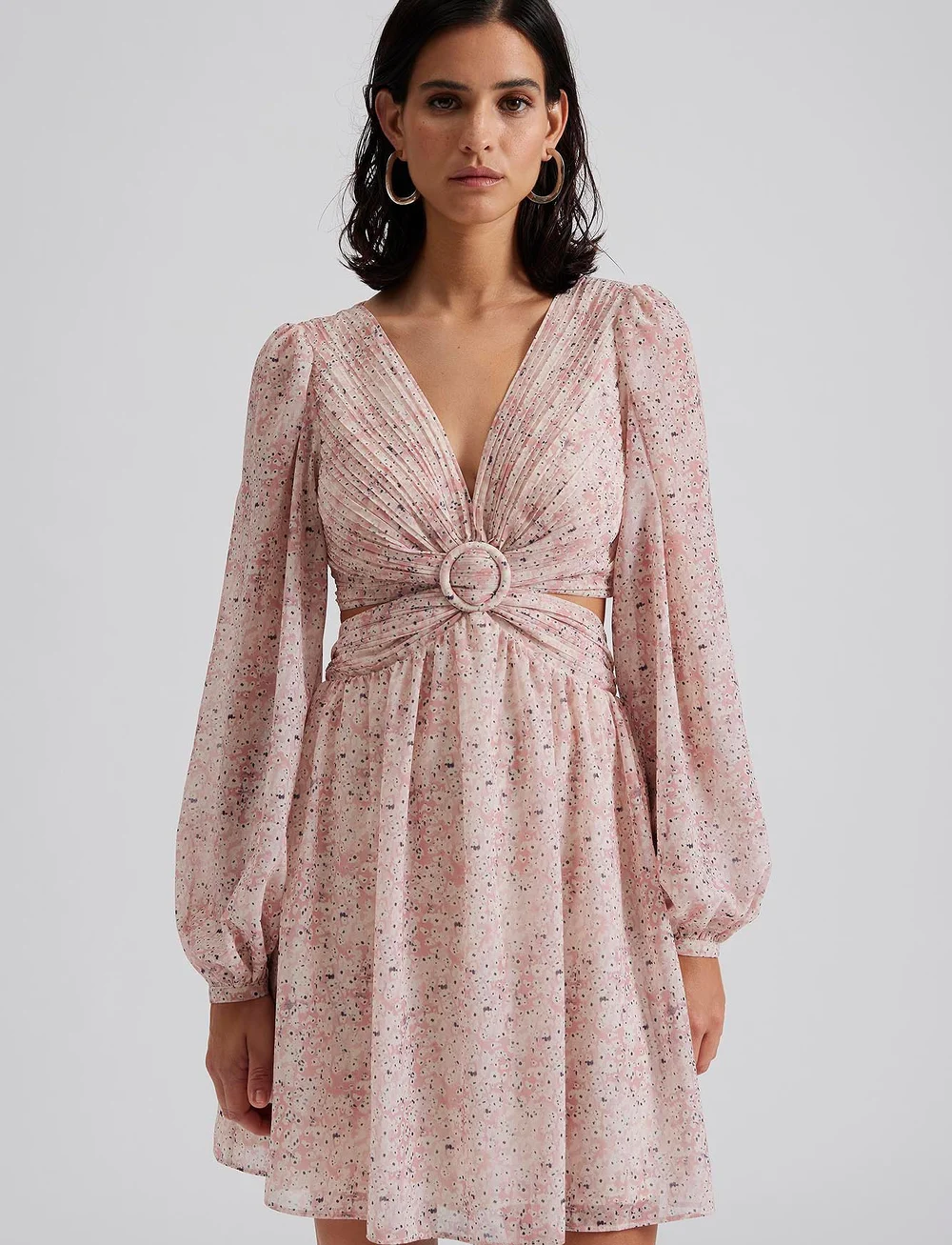 Malina - Fiora cut-out chiffon mini dress - zomerjurken - mist - 4