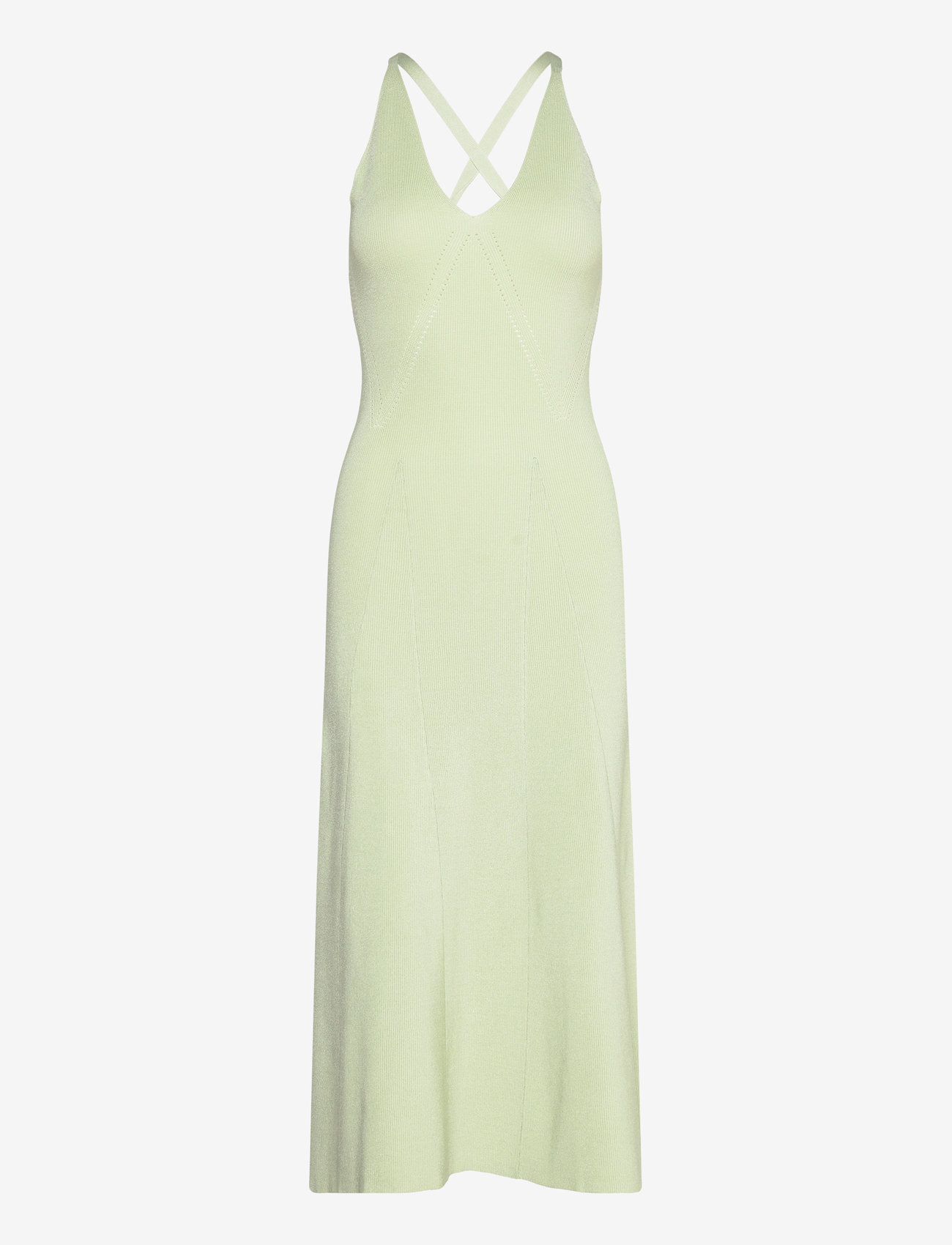 Malina - Nyra v-neck knitted midi dress - sommarklänningar - mint - 0