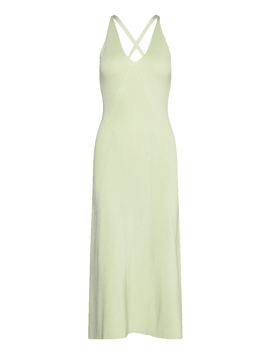 Malina - Nyra v-neck knitted midi dress - sommarklänningar - mint - 1