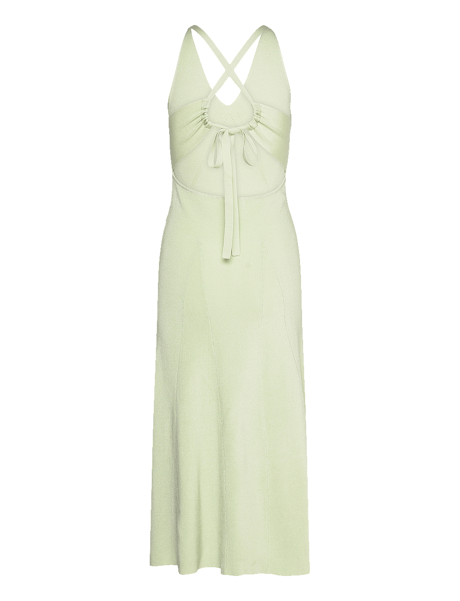 Malina - Nyra v-neck knitted midi dress - sommarklänningar - mint - 2
