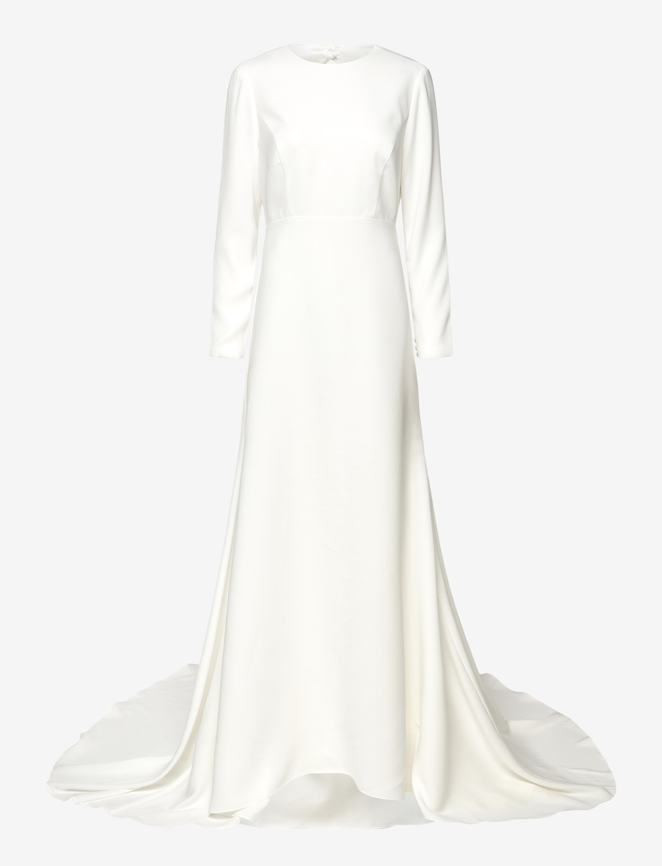 Malina - Aurora open back long sleeved gown - brautkleider - ivory - 0