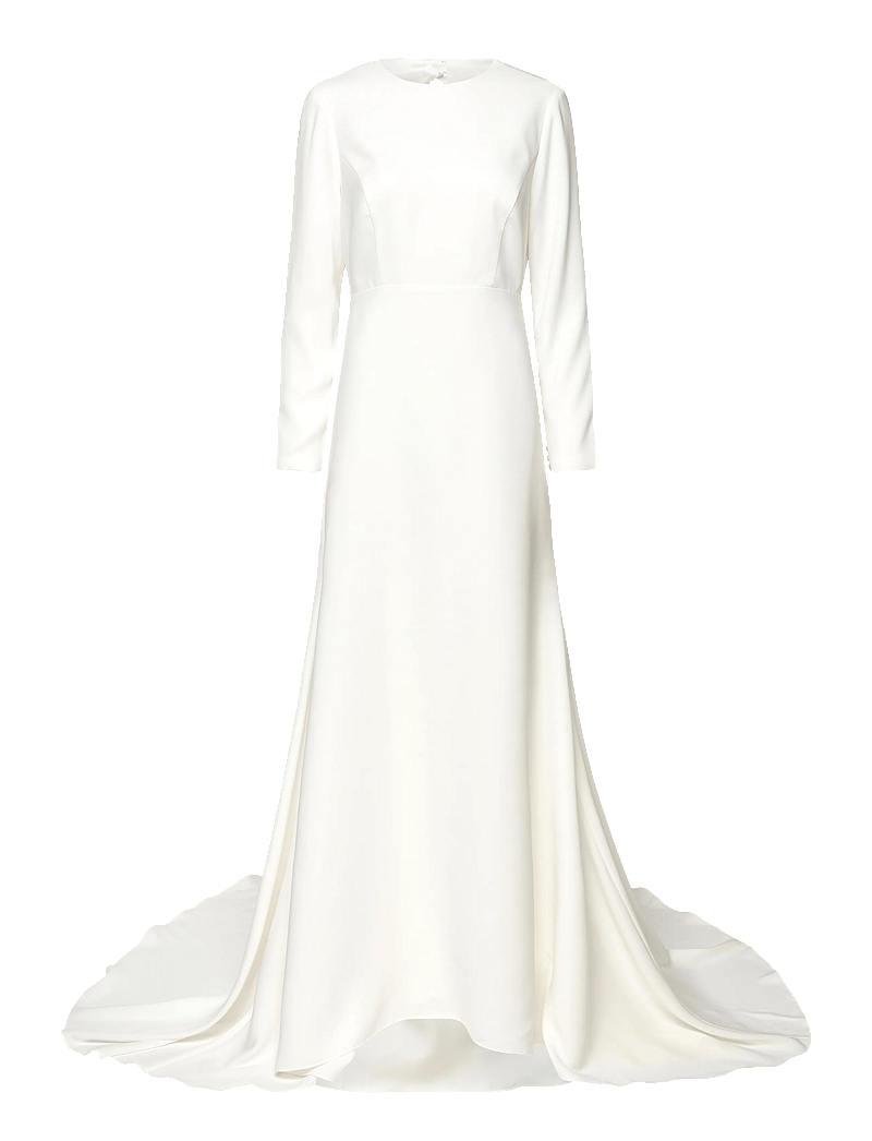 Malina - Aurora open back long sleeved gown - brautkleider - ivory - 0