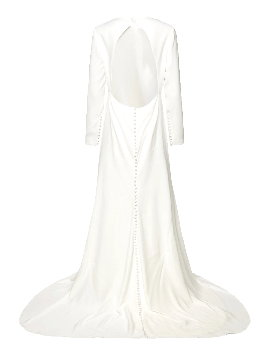 Malina - Aurora open back long sleeved gown - bröllopsklänningar - ivory - 1