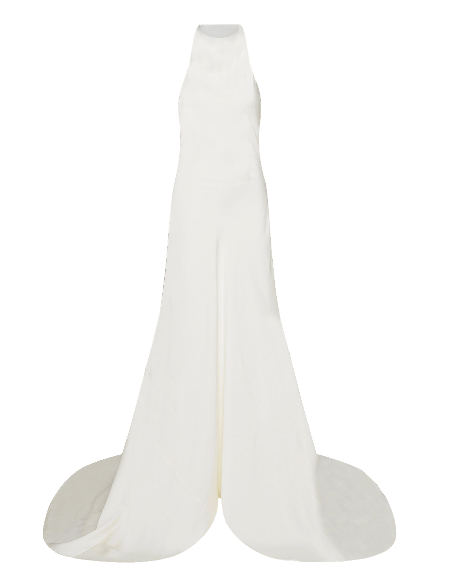 Malina - Chloe halterneck satin gown - cream - 1