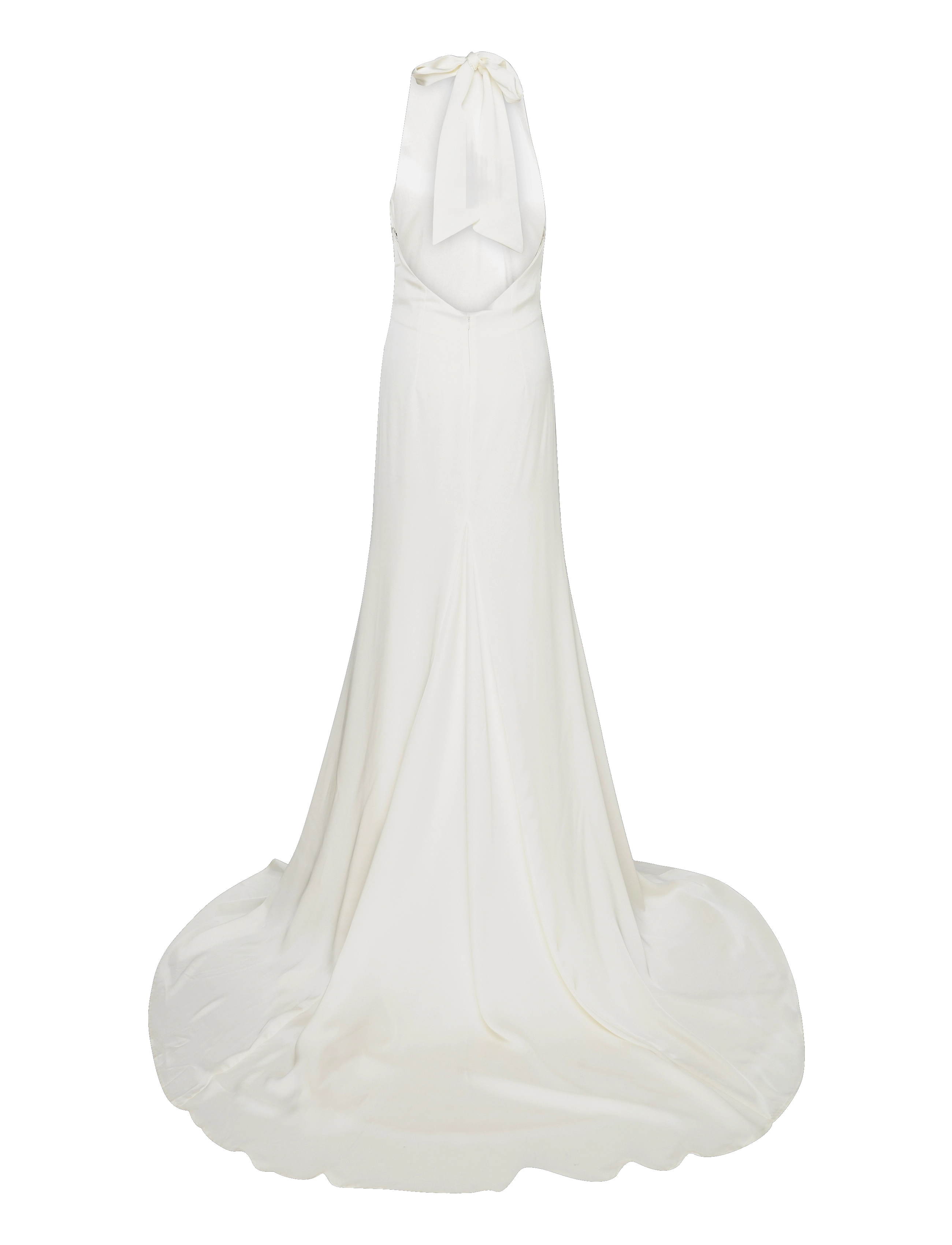 Malina - Chloe halterneck satin gown - cream - 2