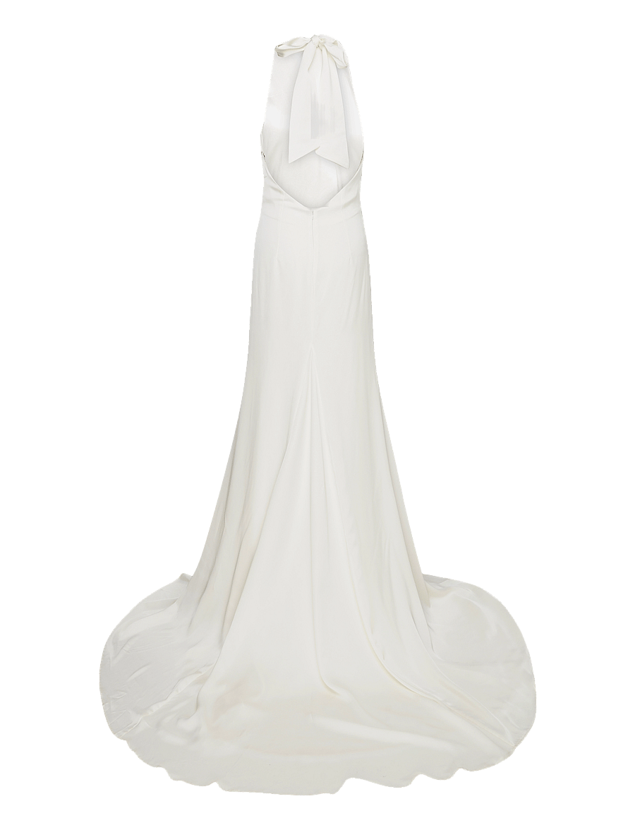 Malina - Chloe halterneck satin gown - cream - 2