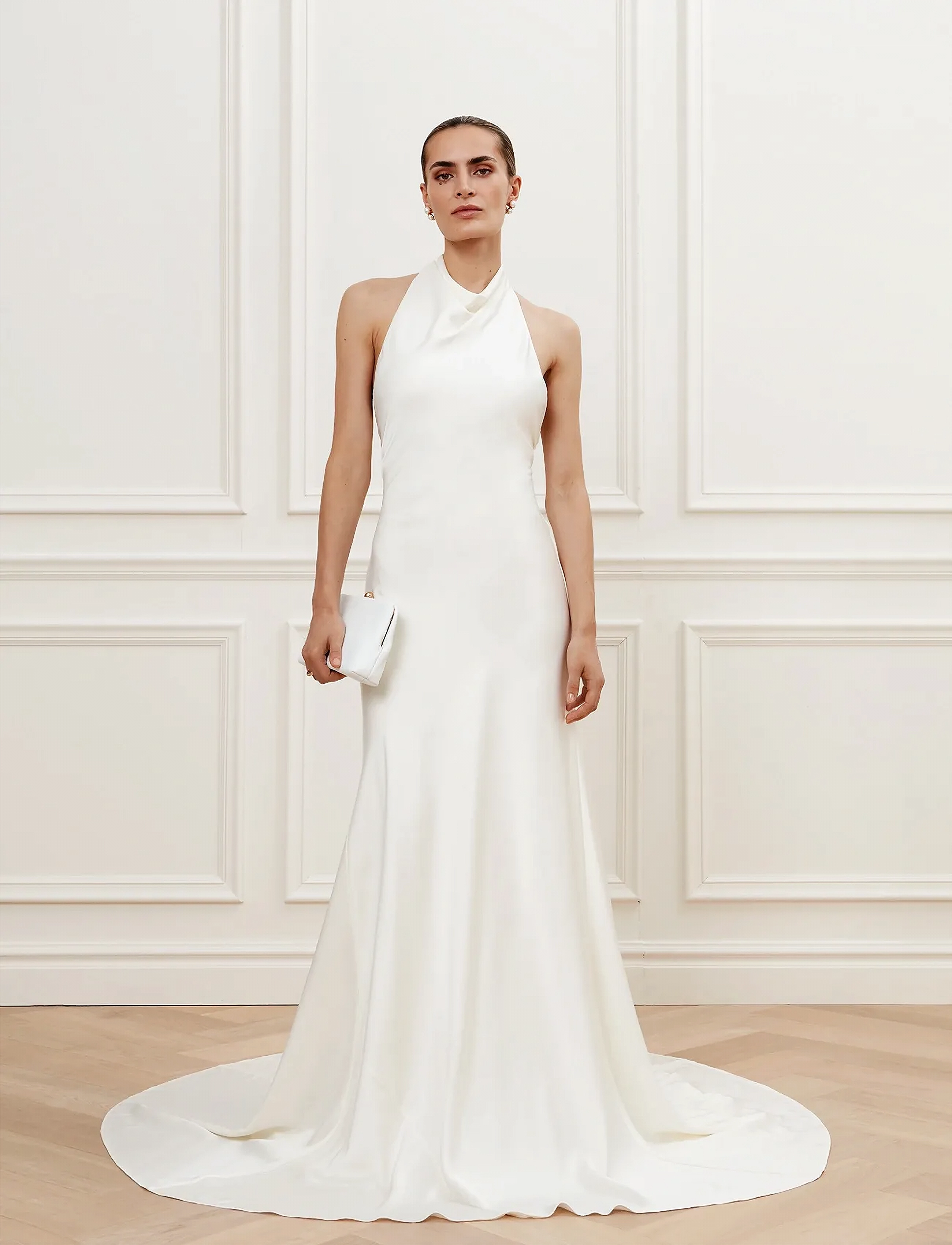 Malina Chloe halterneck satin gown - Clothing - CREAM / cream