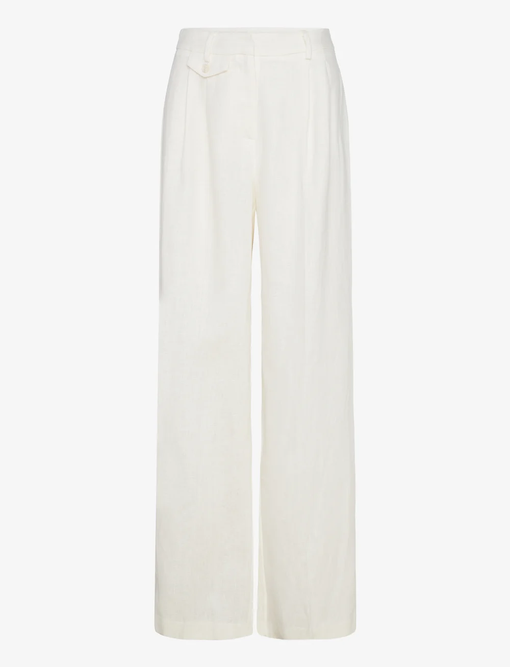Malina - Mya double pleat wide linen pants - linnebyxor - white - 1