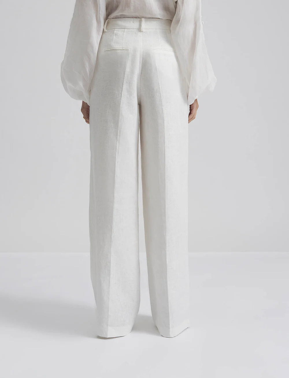 Malina - Mya double pleat wide linen pants - linnebyxor - white - 3