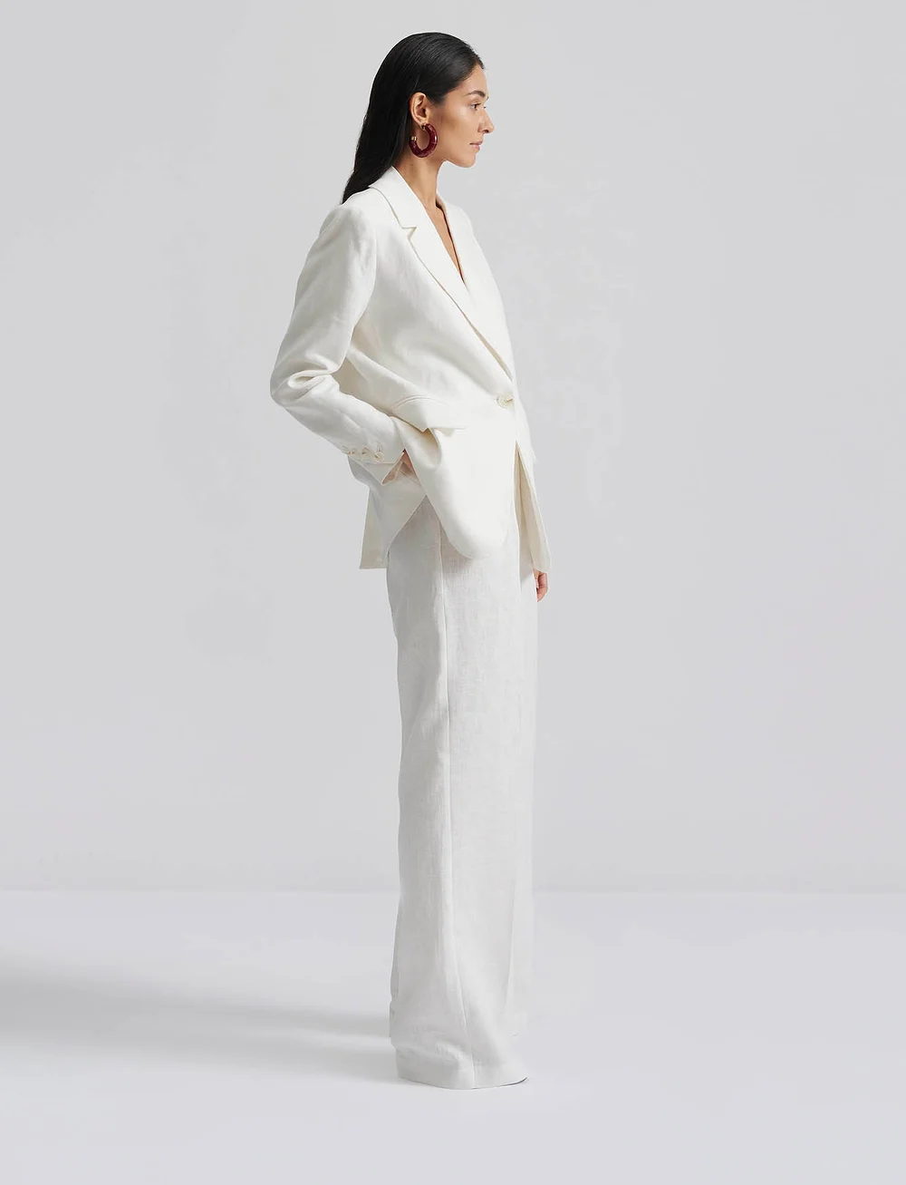 Malina - Mya double pleat wide linen pants - linnebyxor - white - 4