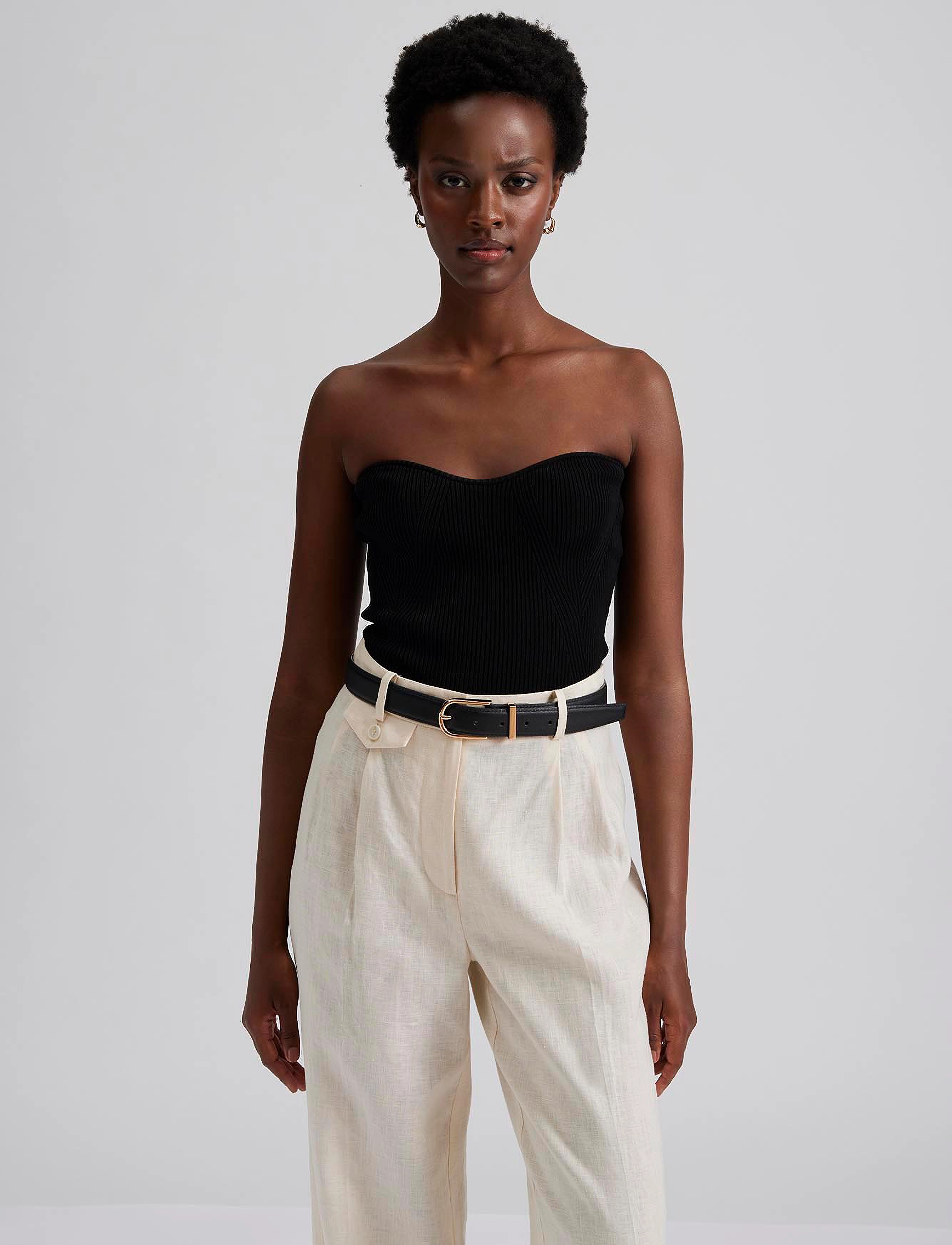 Malina - Enya knitted bustier top - black - 4