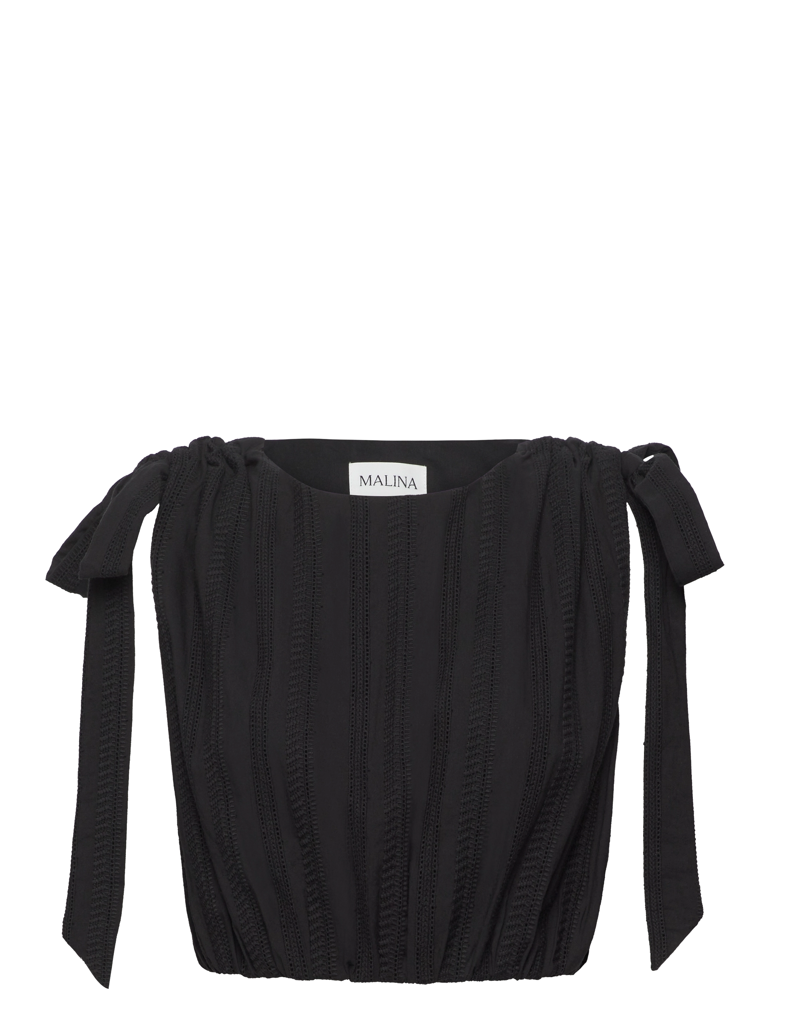 Malina Kala embroidered cotton cropped top - Tøj - BLACK / black