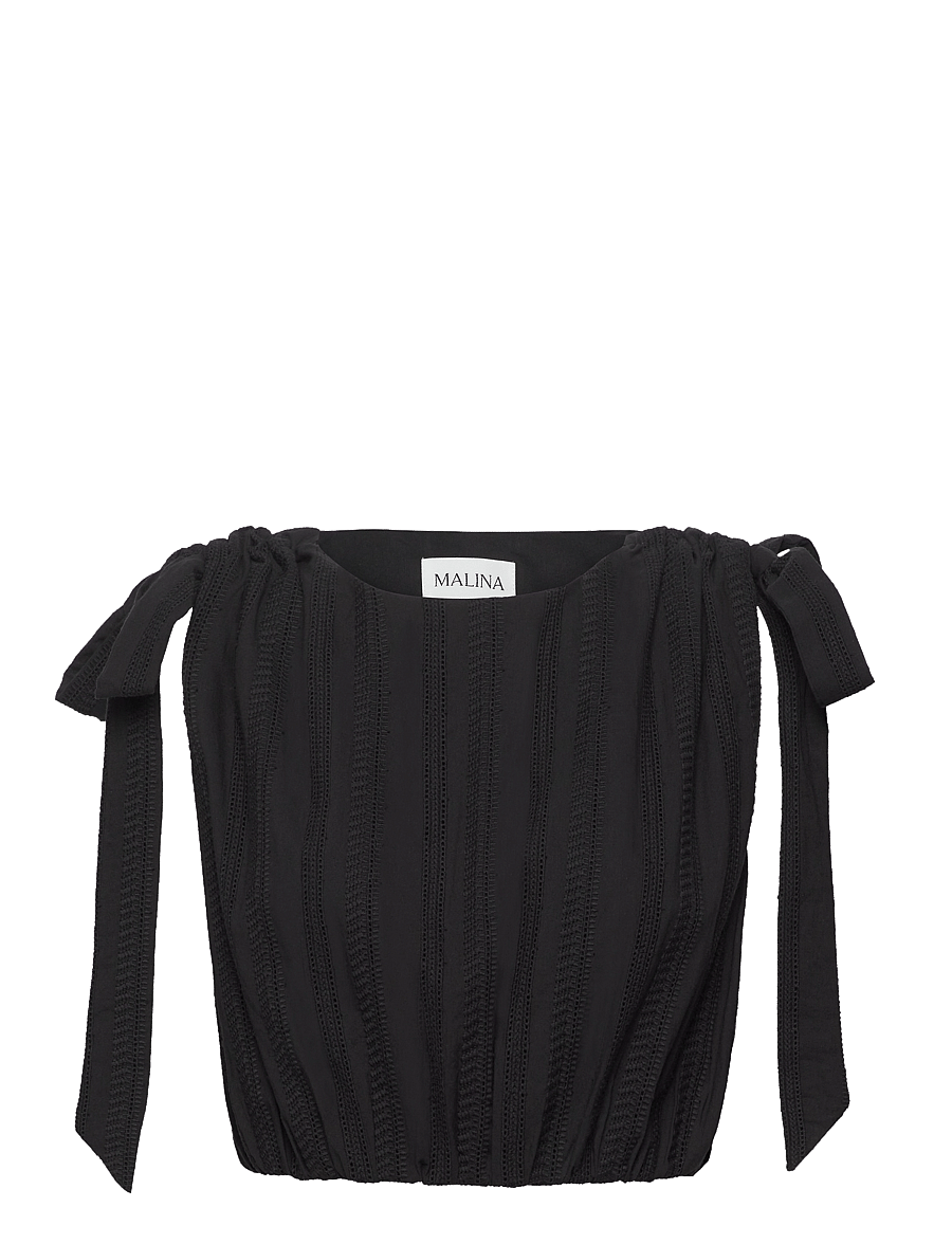Malina - Kala embroidered cotton cropped top - crop tops - black - 1