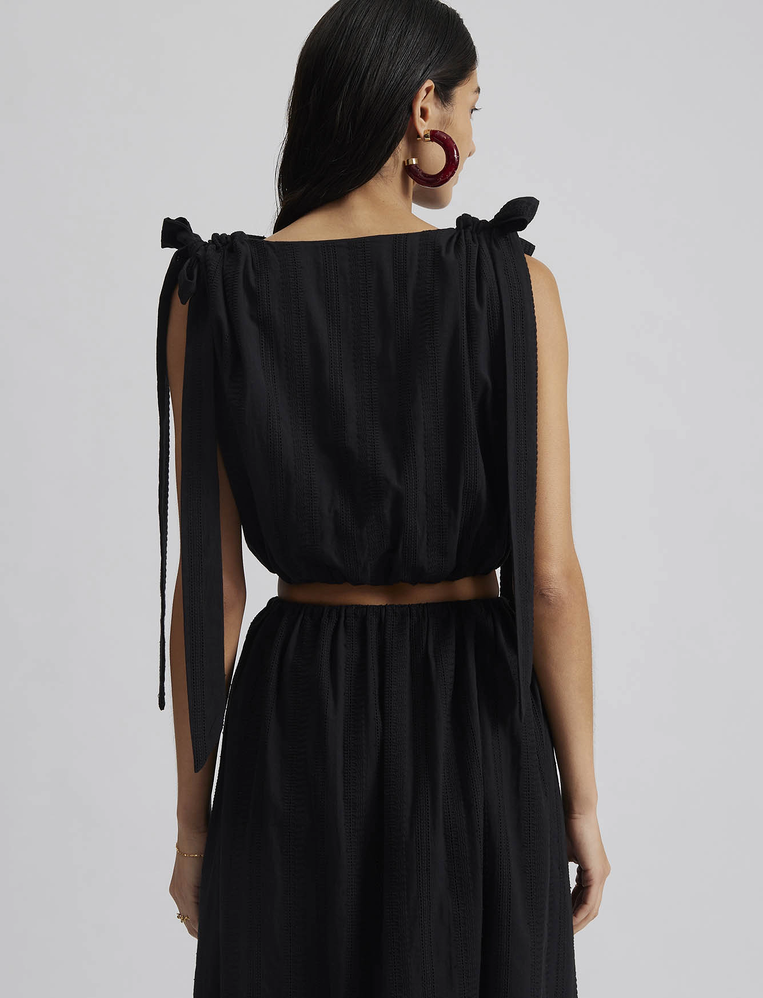 Malina - Kala embroidered cotton cropped top - crop tops - black - 3