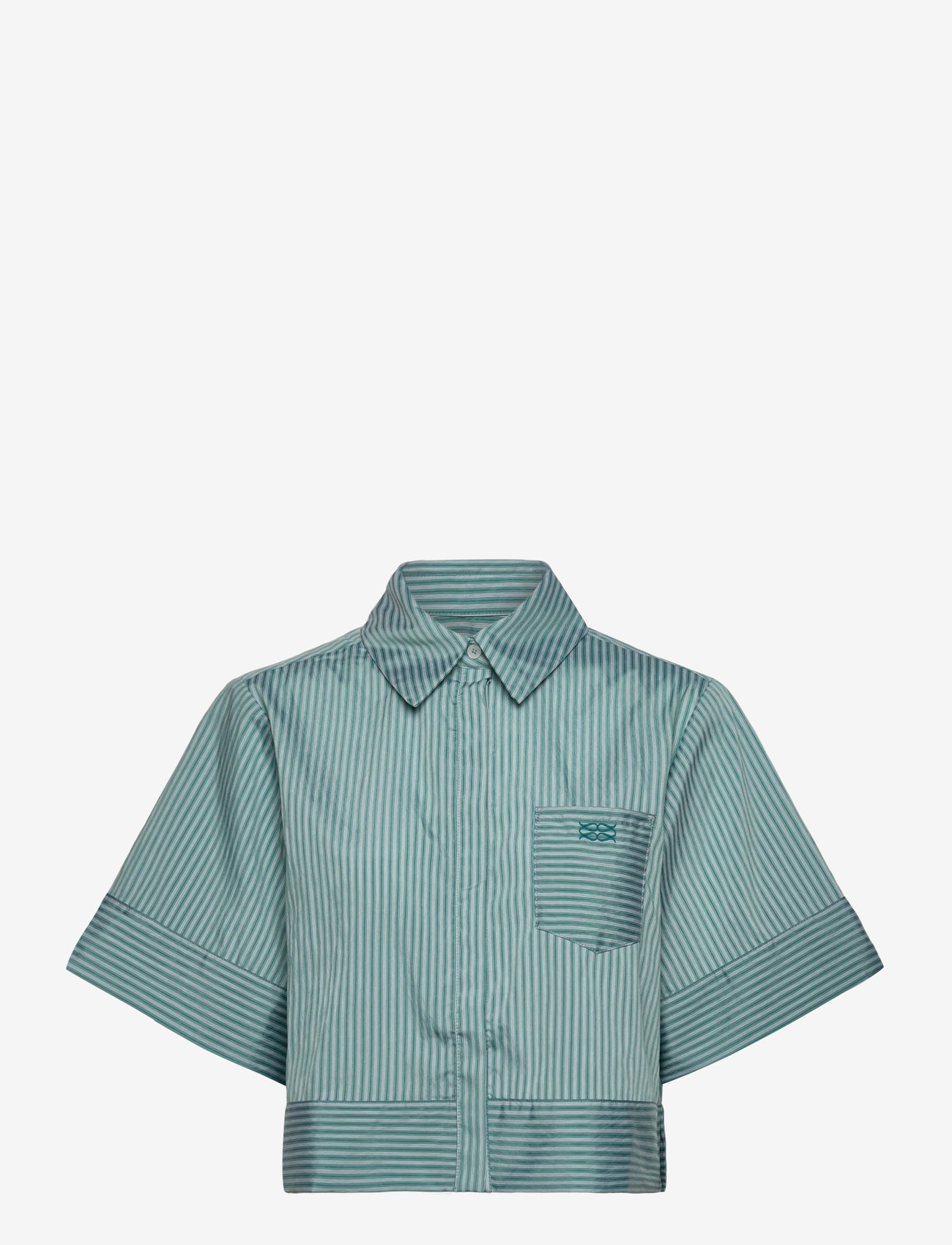 Malina - Selene Cropped Shirt - lühikeste varrukatega särgid - aqua stripe - 1