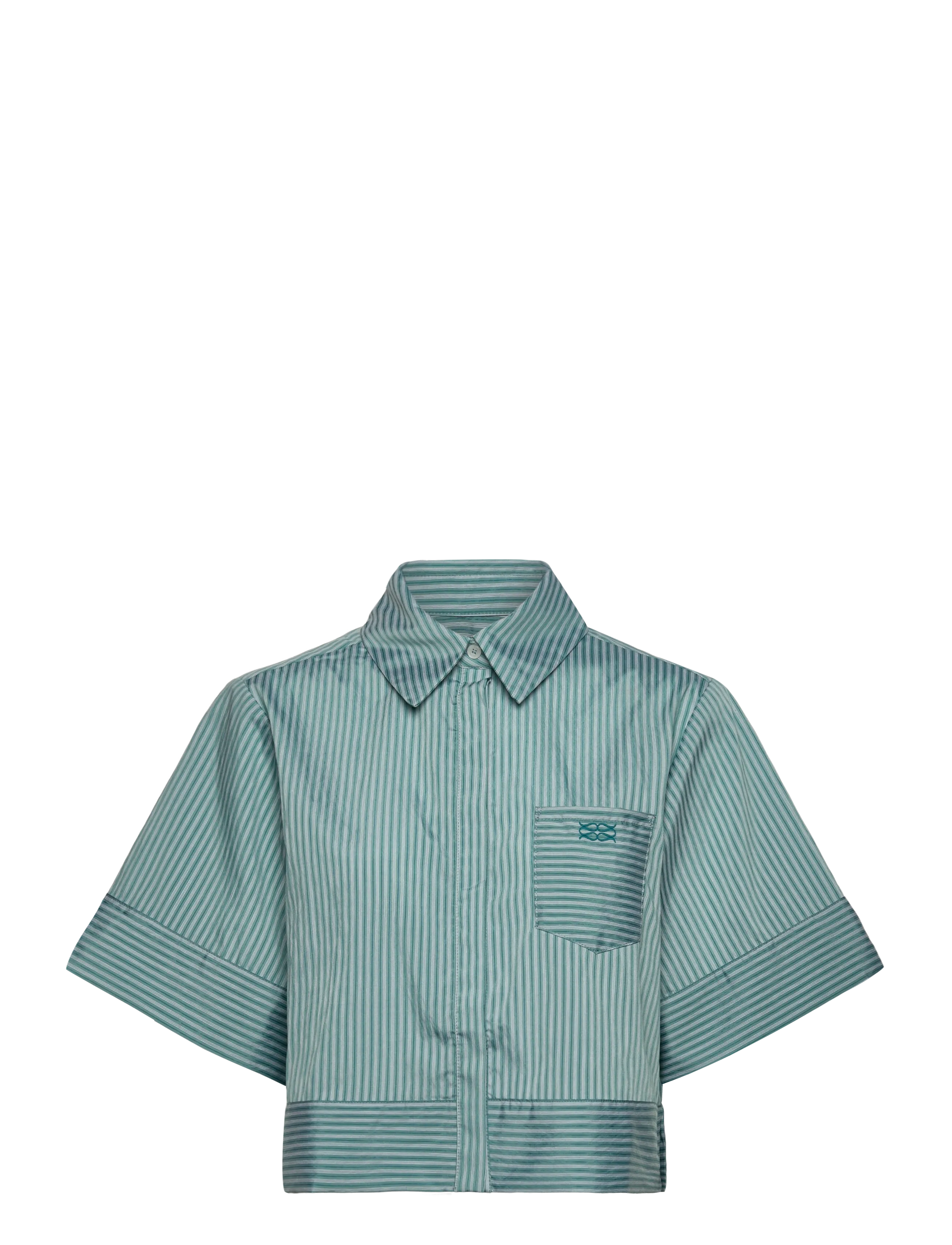 Malina Selene Cropped shirt - Blouses & Shirts - AQUA STRIPE / blue