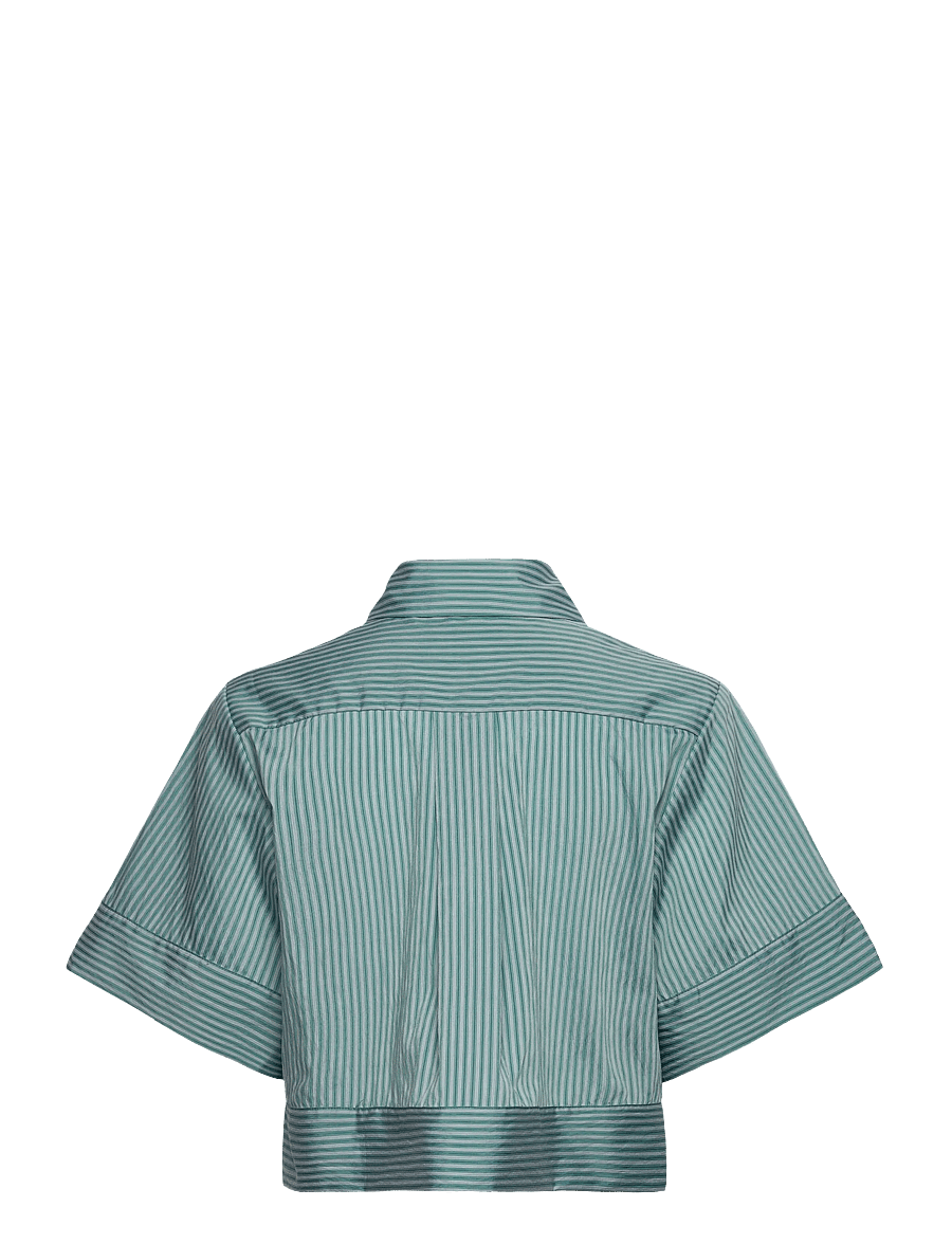 Malina - Selene Cropped Shirt - kurzärmlige hemden - aqua stripe - 2