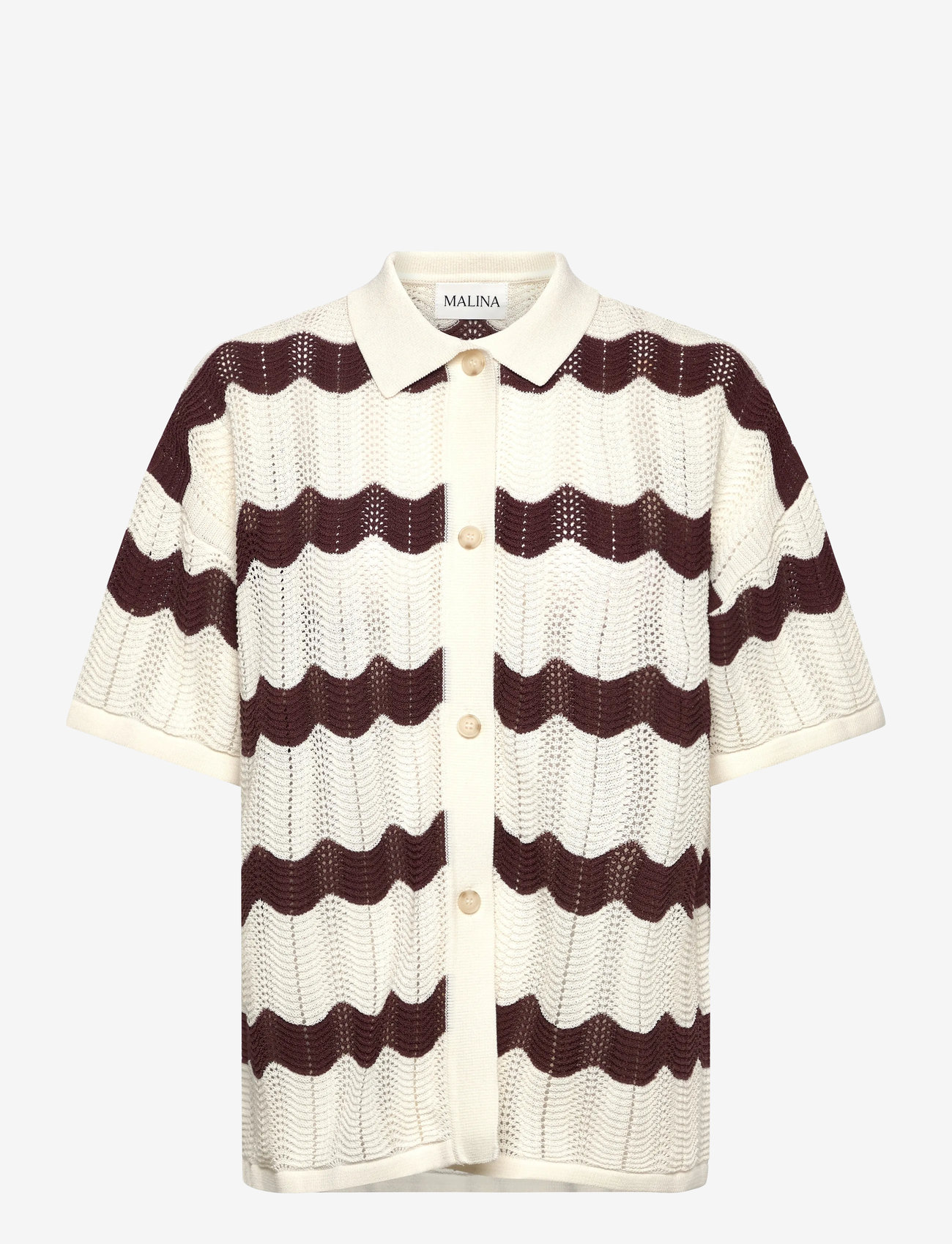 Malina - Alana Oversized Knitted shirt - herbstliche kleidung - brown stripe - 0
