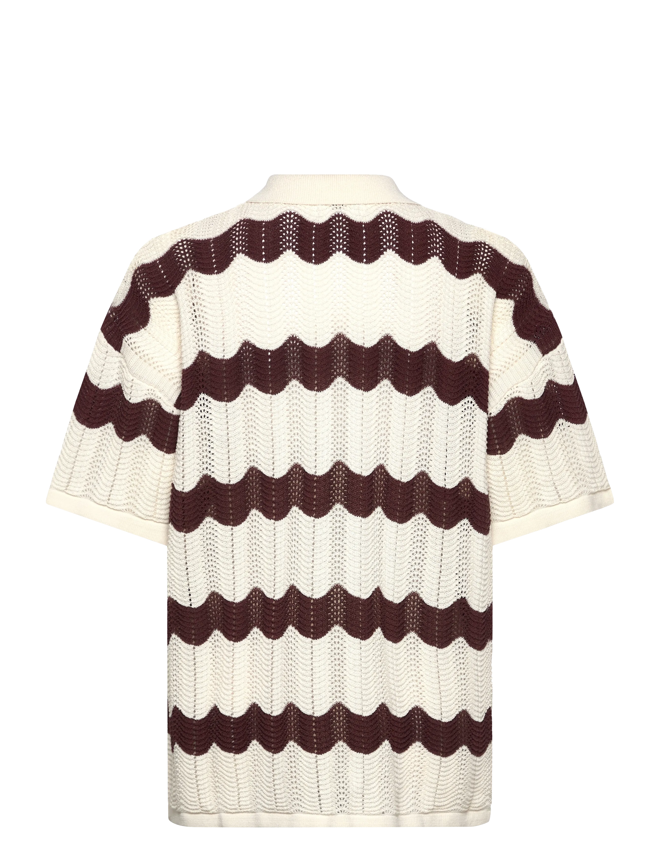 Malina - Alana Oversized Knitted shirt - short-sleeved shirts - brown stripe - 2