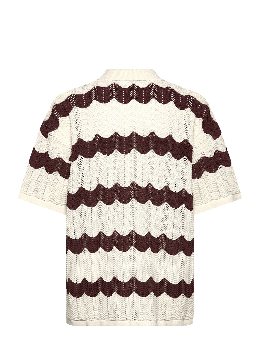 Malina - Alana Oversized Knitted shirt - kurzärmlige hemden - brown stripe - 2
