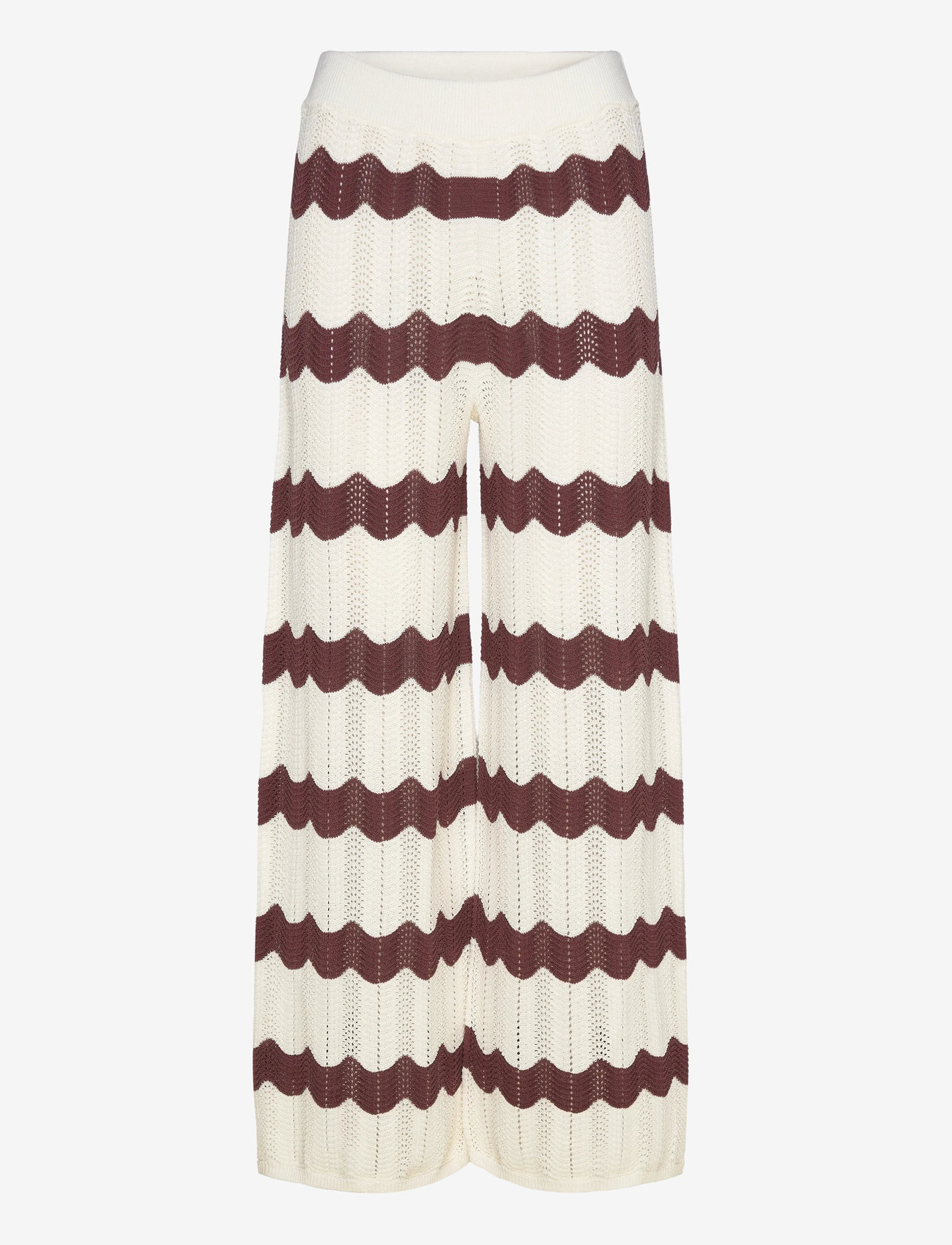 Malina - Keily Straight Knitted Pants - alt laiad püksid - brown stripe - 1