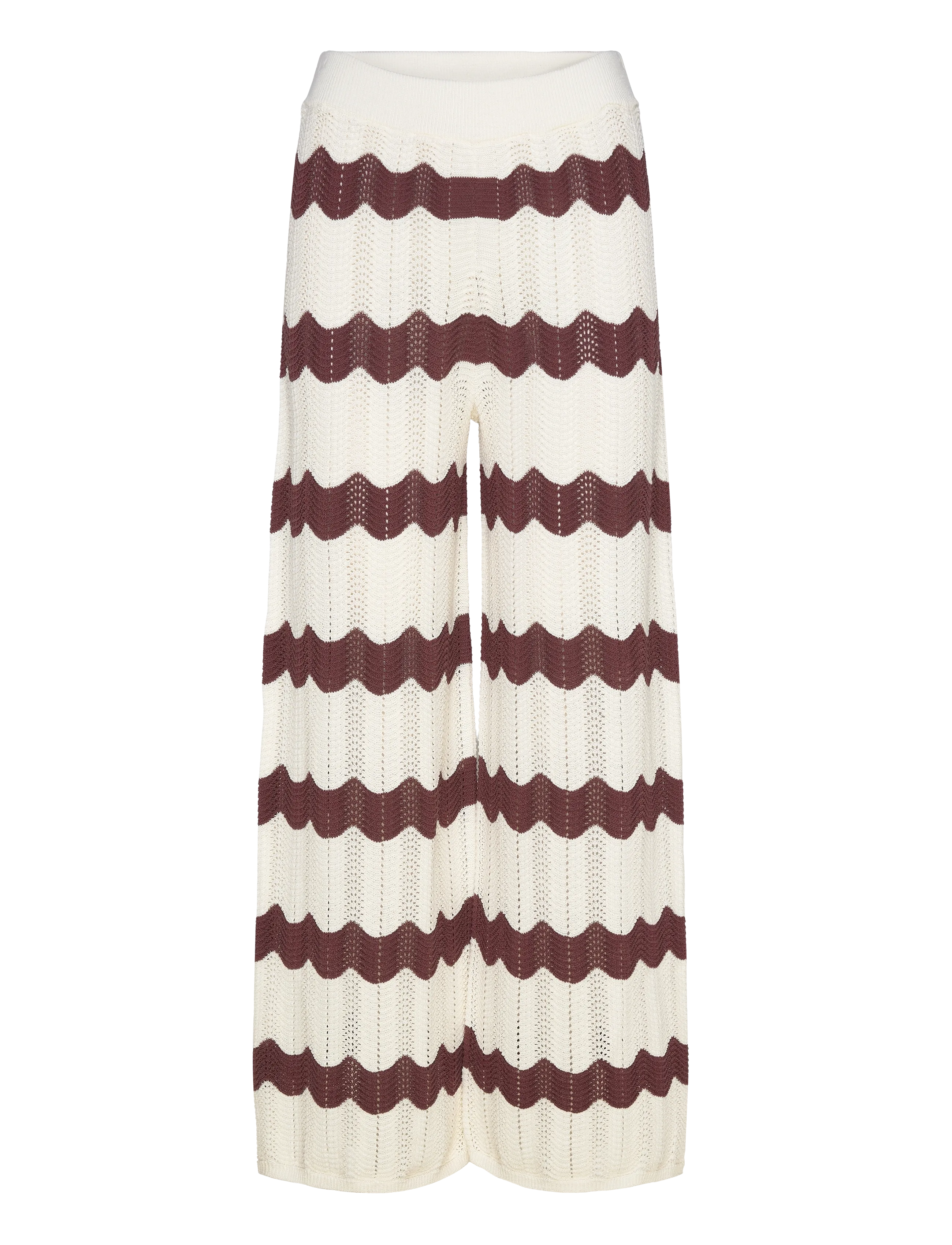 Malina - Keily Straight Knitted Pants - brown stripe - 1