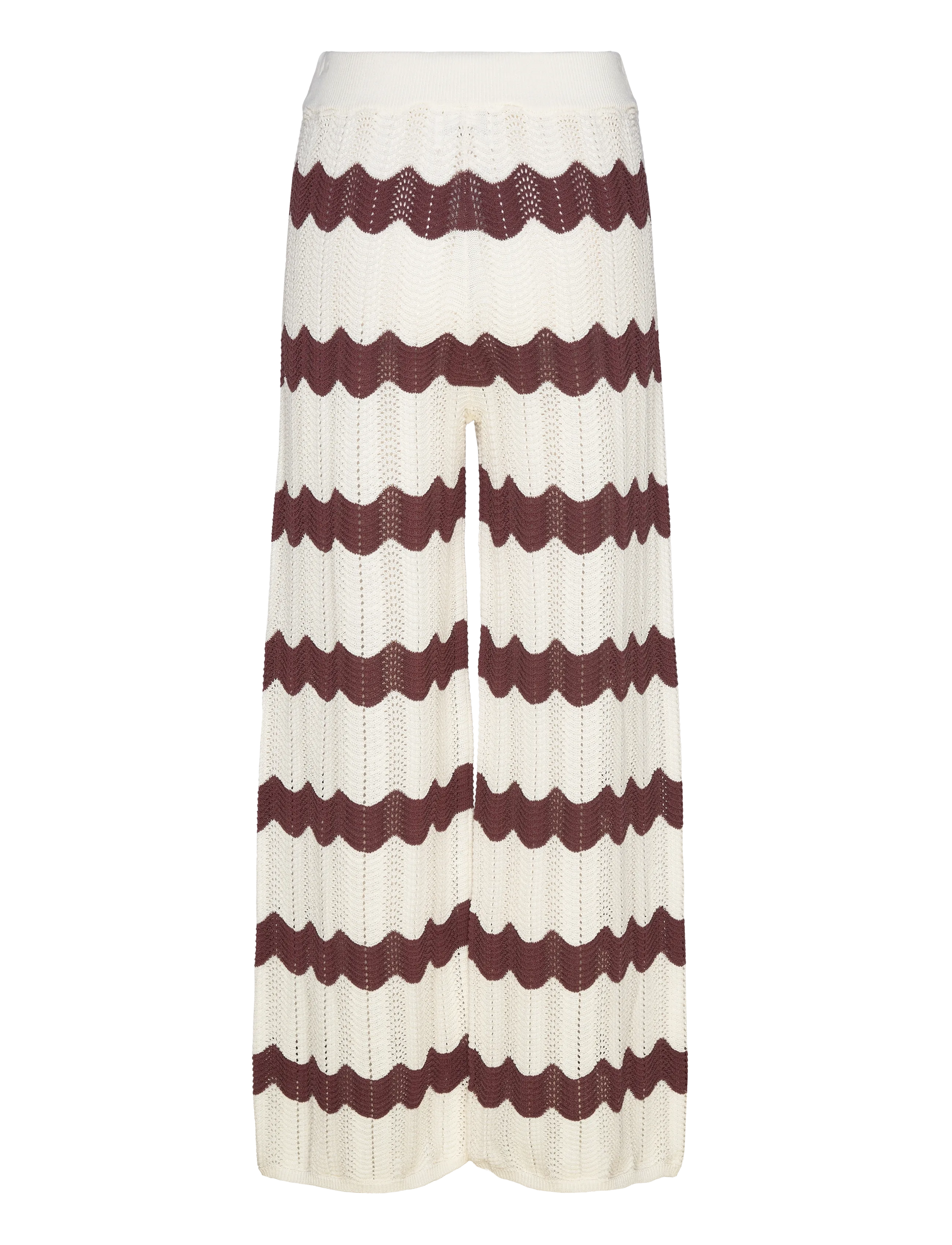Malina - Keily Straight Knitted Pants - brown stripe - 2