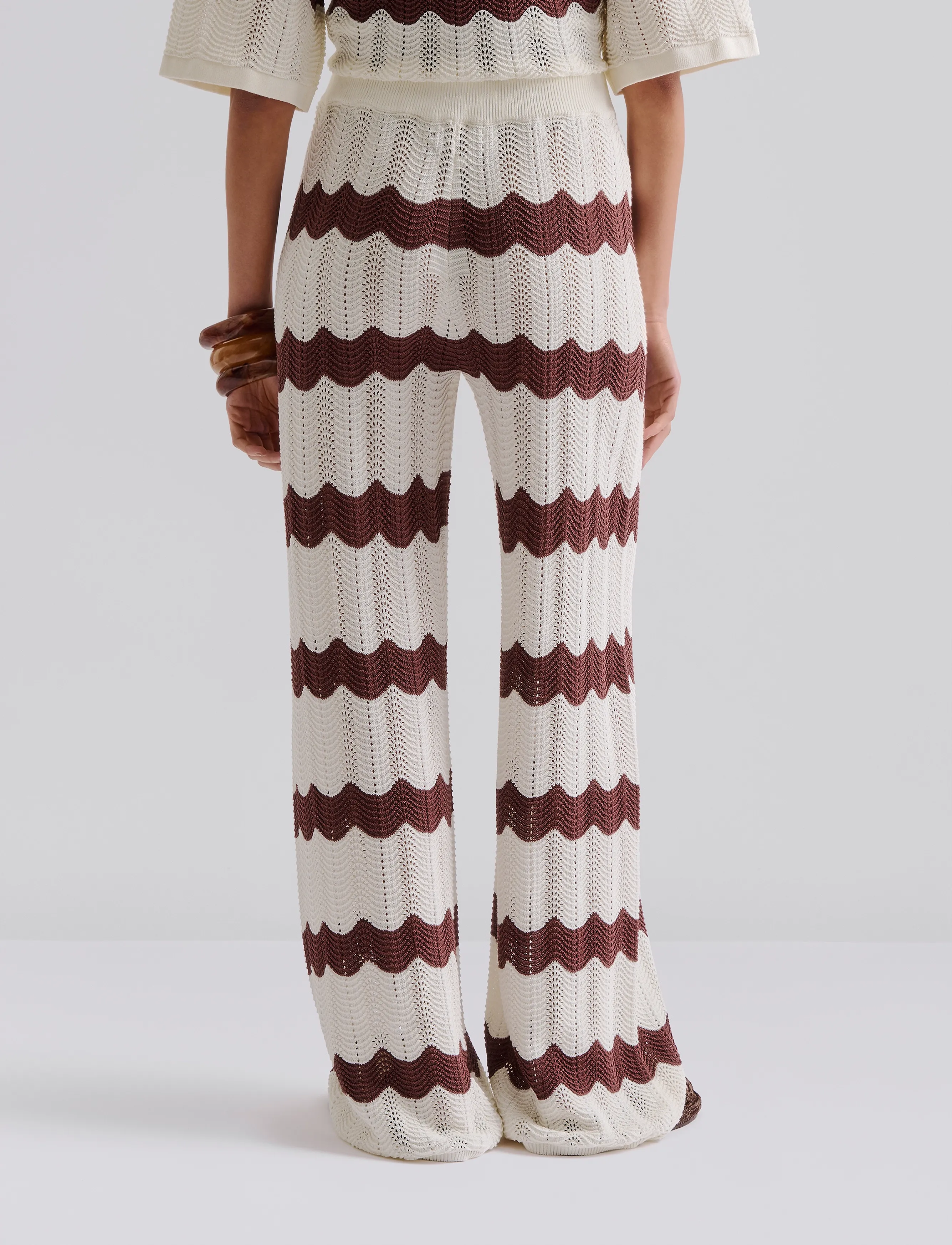 Malina - Keily Straight Knitted Pants - brown stripe - 3