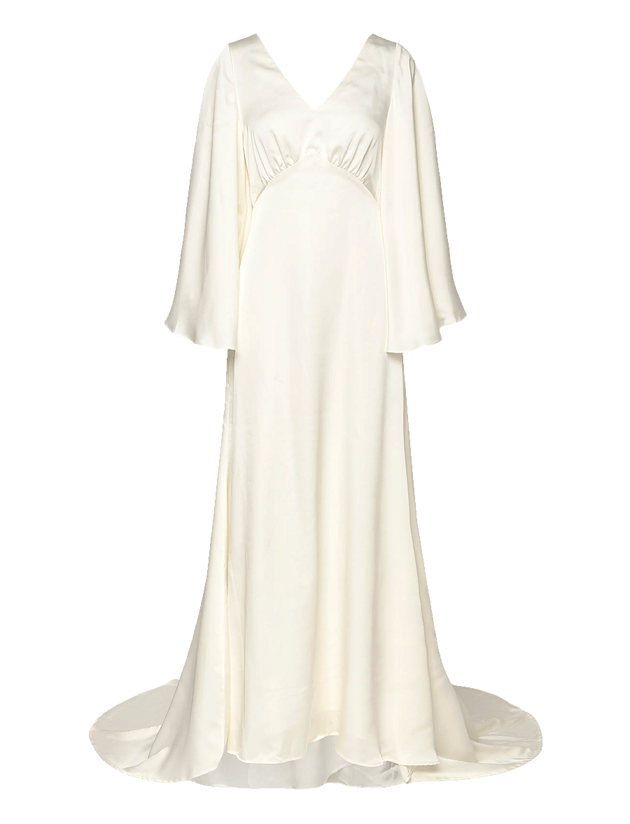 Malina - Simone tie-back satin gown - bröllopsklänningar - cream - 0
